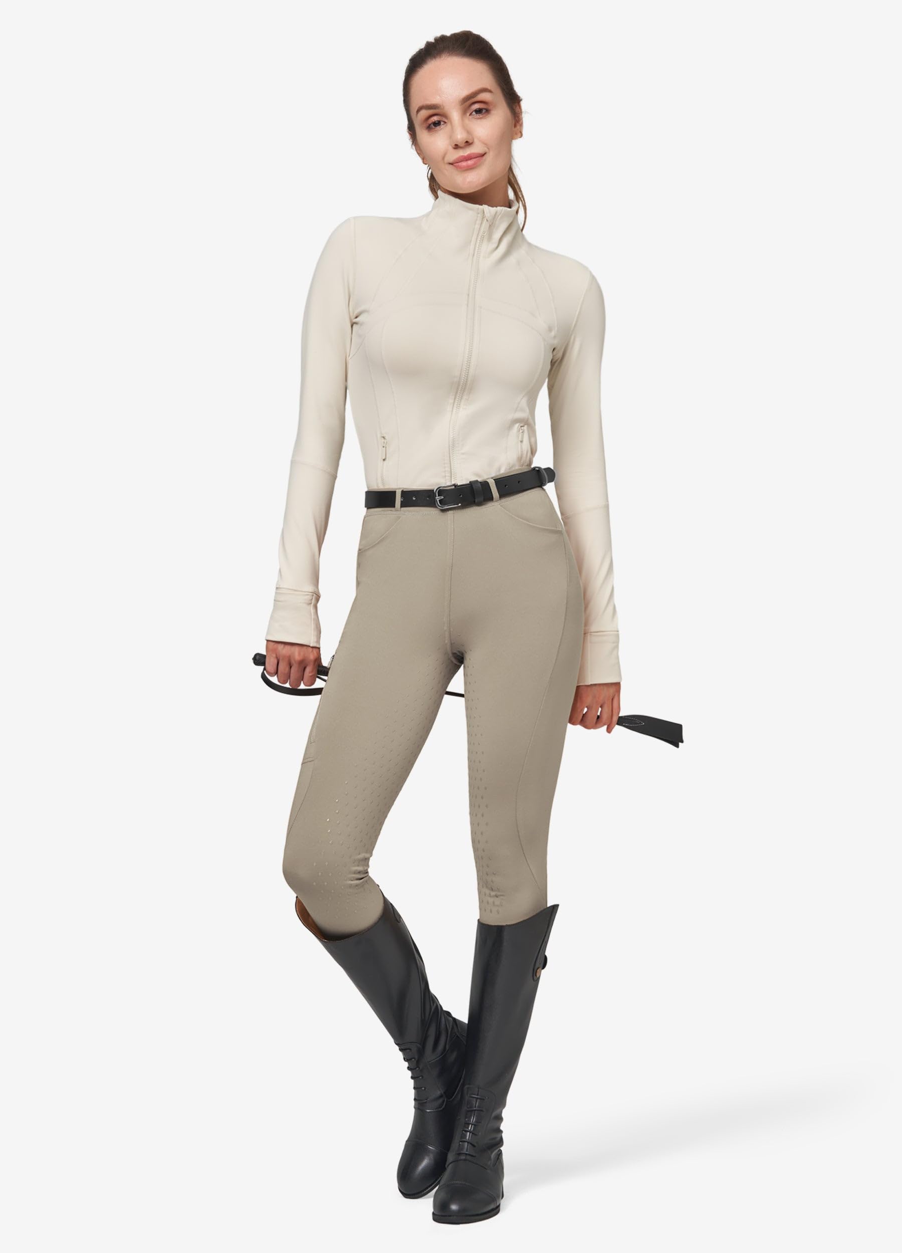 Willit Pantalones de equitación de forro polar para mujer, pantalones de equitación, mallas térmicas ecuestres
