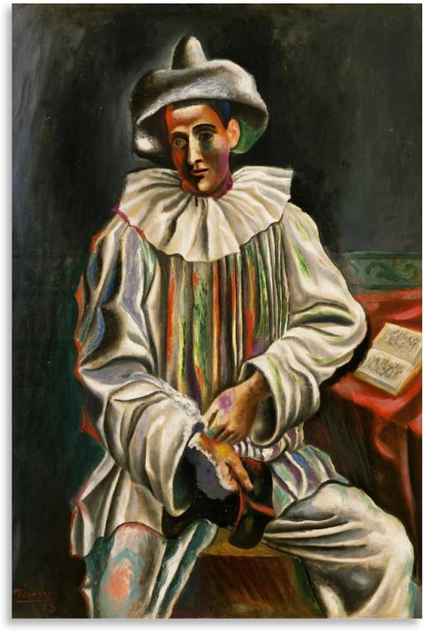 Waeta Rnvzx Harlequin, 1918 by Pablo Picasso Poster Vintage Canvas Painting Abstract Wall Art Pablo Picasso Prints For Modern Home Decor Picture 40x60cm No Frame