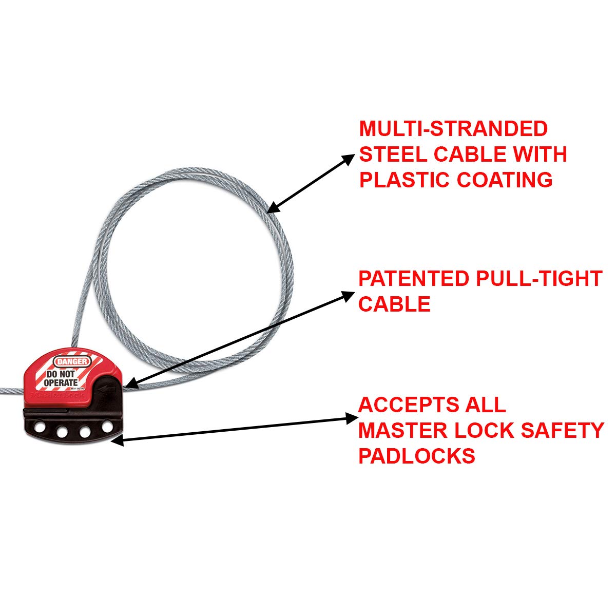 Bloqueo con cable ajustable - largo: 1,80 m