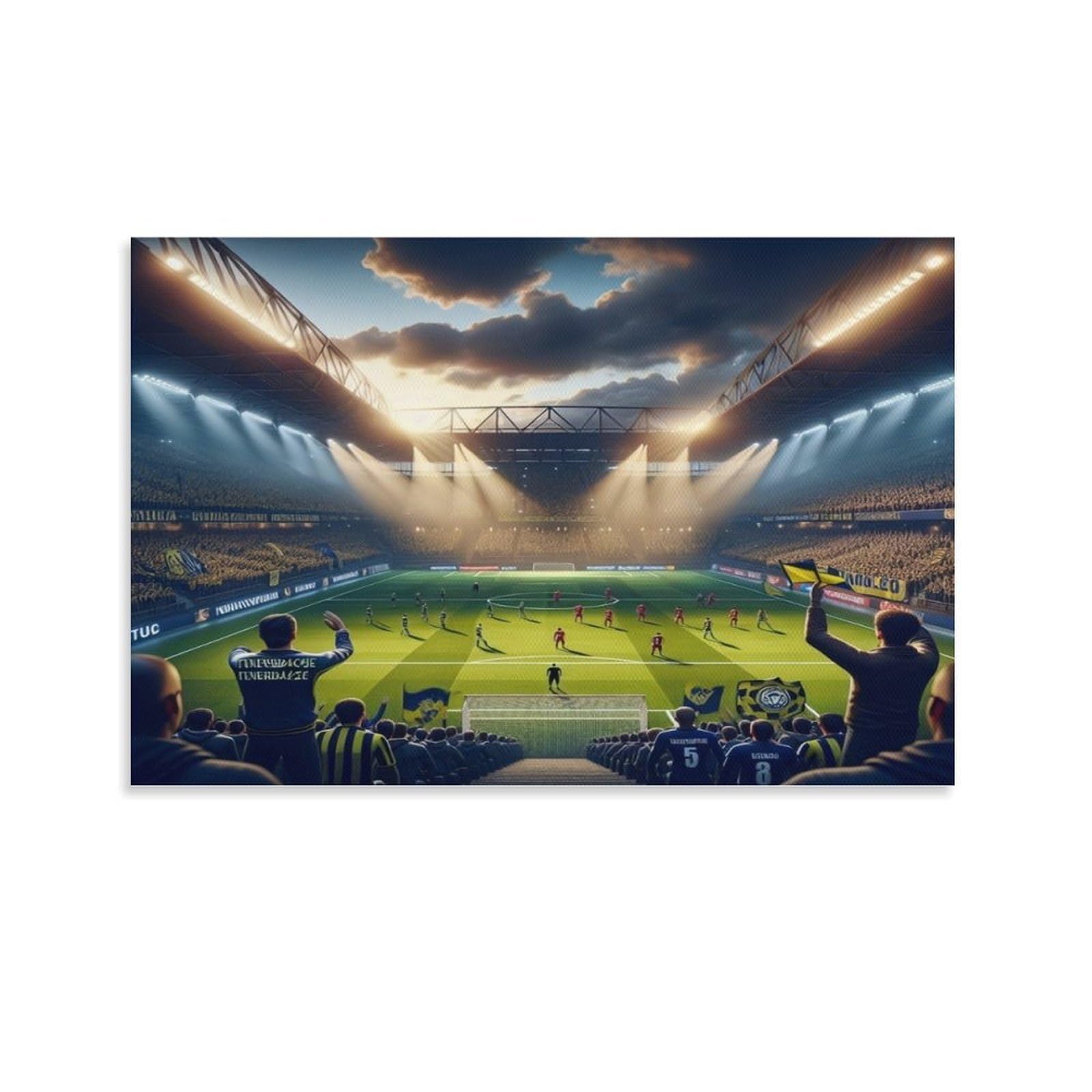 CPLVKWRQJ Soccer Stadium Night Single Bright Stadium Fans Cheer Match Sunset Canvas Wall Art - Fade Resistant Ready to Hang Living Room Focal Point Wall Decor 16x24inch(40x60cm)