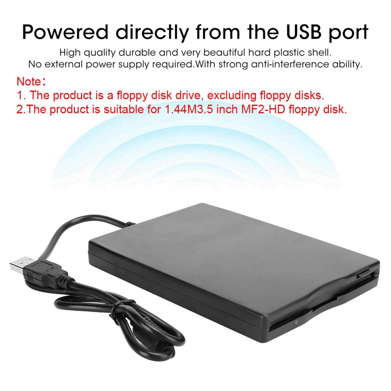 Bewinner Lector de Disquete, Unidad de Disquete USB Externa de 3,5 Pulgadas, Unidad de Disquete Extraíble Externa para Computadoras Portátiles de Escritorio 10 8 7 Vista