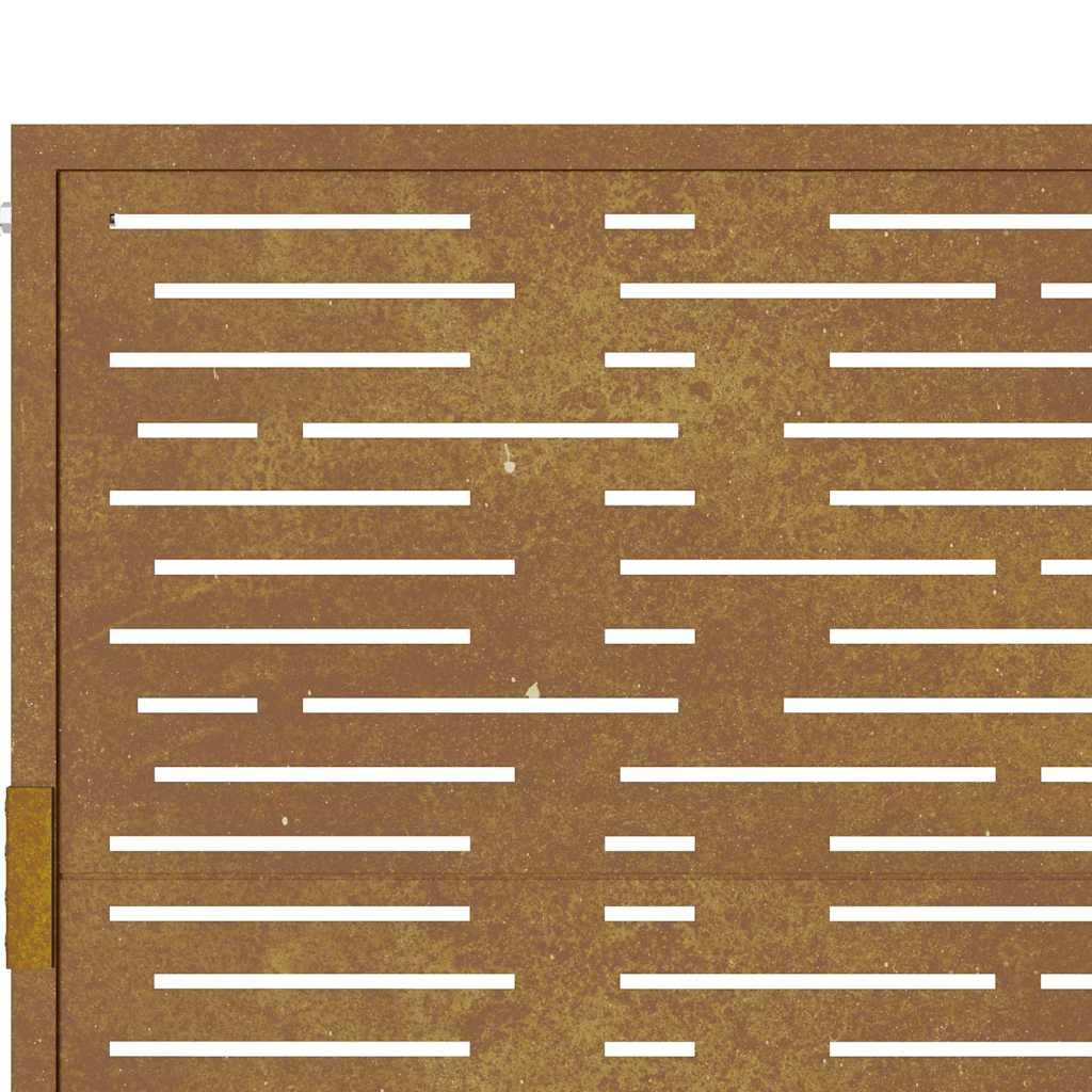Portal de jardín de acero corten 100 x 125 cm, diseño cuadrado con postes