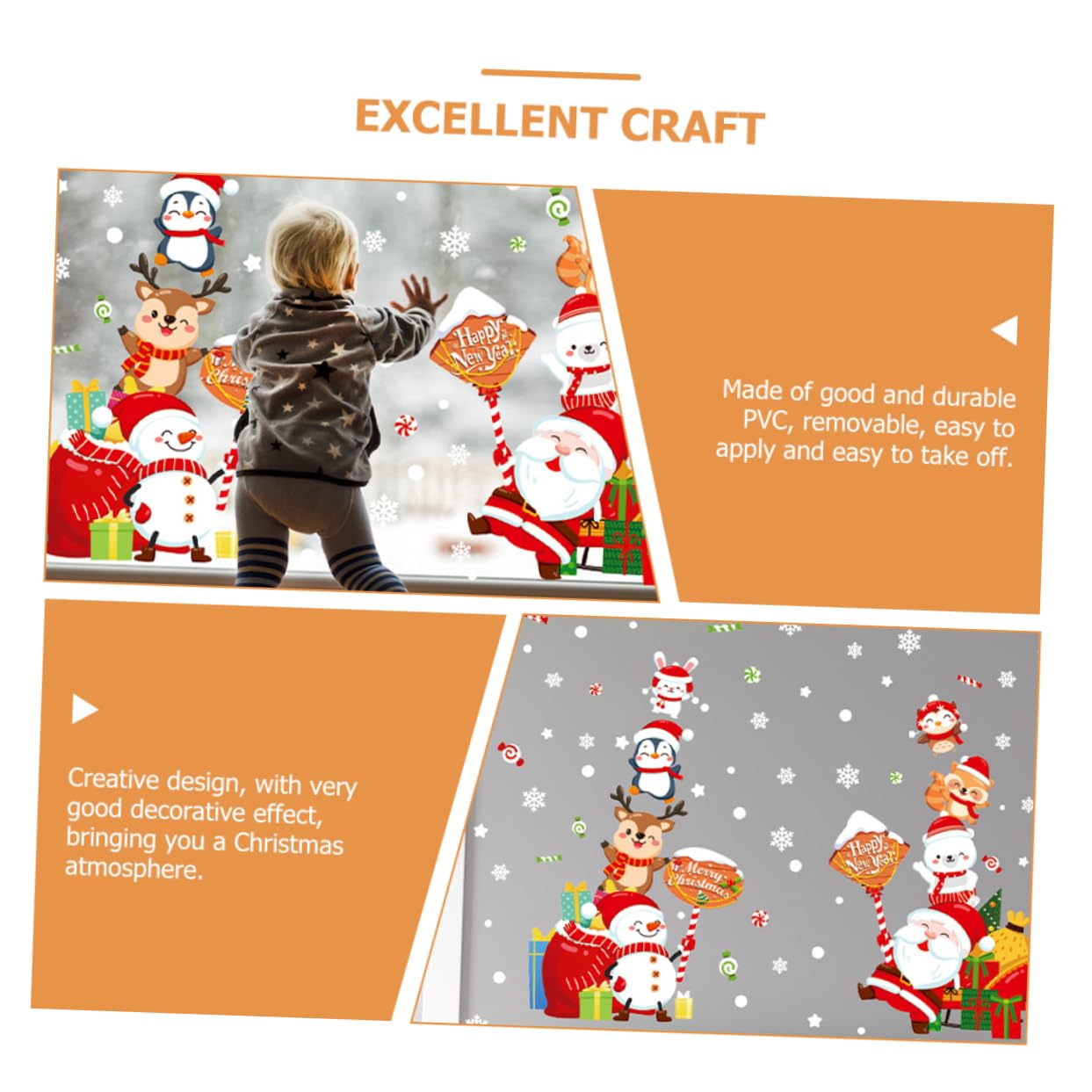 Zerodeko 5 Juegos Pegatinas Navideñas Ventana De De Nieve Se Aferra Calcomanías De Decoración De Navidad Calcomanías De Ventana De De Nieve Navidad Pegatinas De Polivinilo