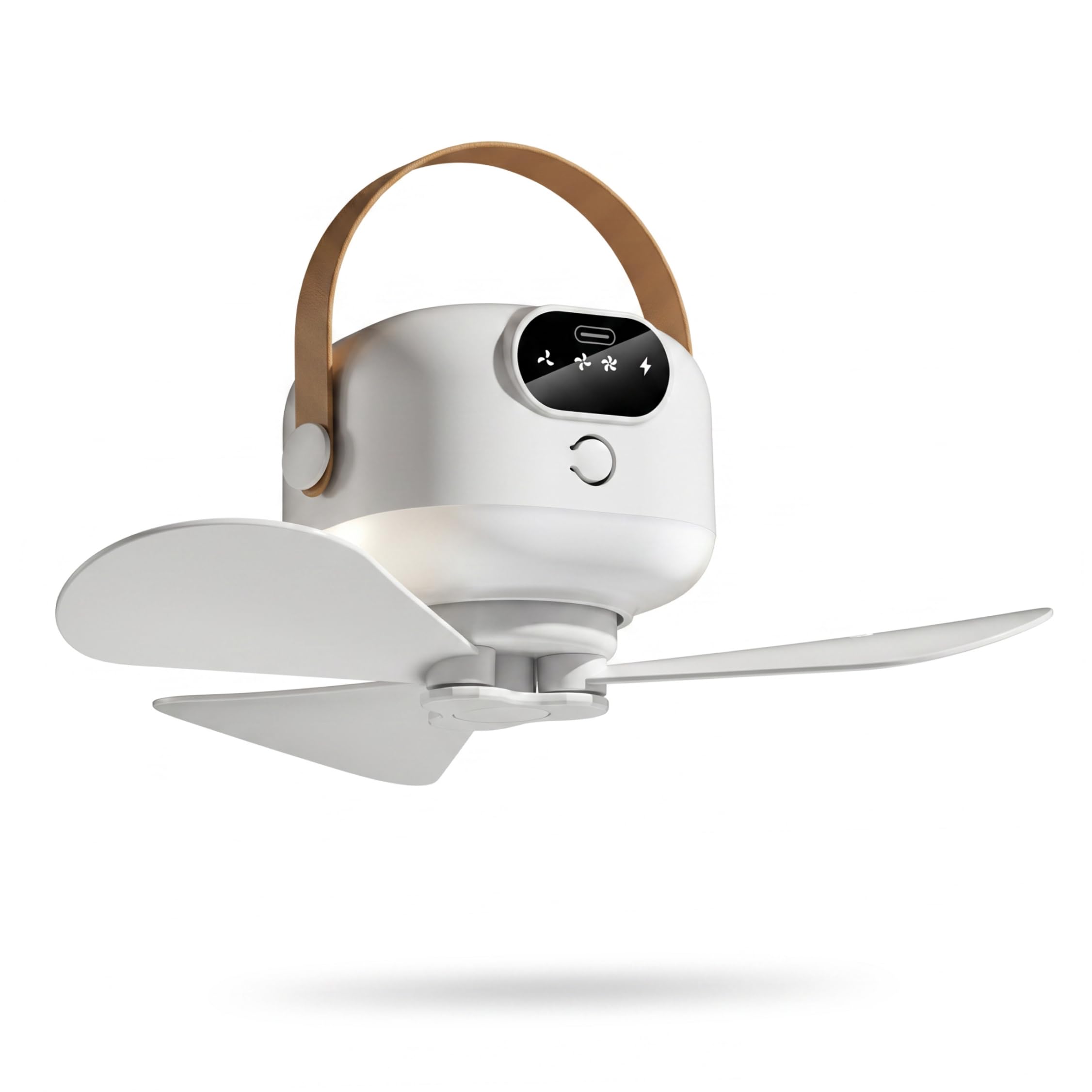 Ventilateur de plafond à piles rechargeable 3 vitesses avec veilleuse LED