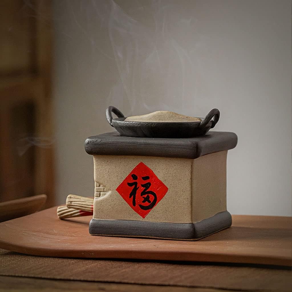 Incense Holder Incense Burner Ceramic Incense Burner with Cover Incense Household Incense Burner Wood Stove Incense Burner Aromatherapy Ornaments Incense Burner(A)