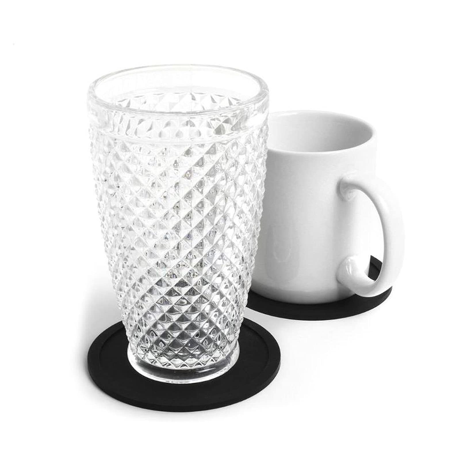 Onderzetters van siliconen, 12 stuks, antislip, hittebestendig en herbruikbaar, beschermt tafel en oppervlak, ideaal voor glazen, kopjes en dranken (10 x 10 x 0,3 cm