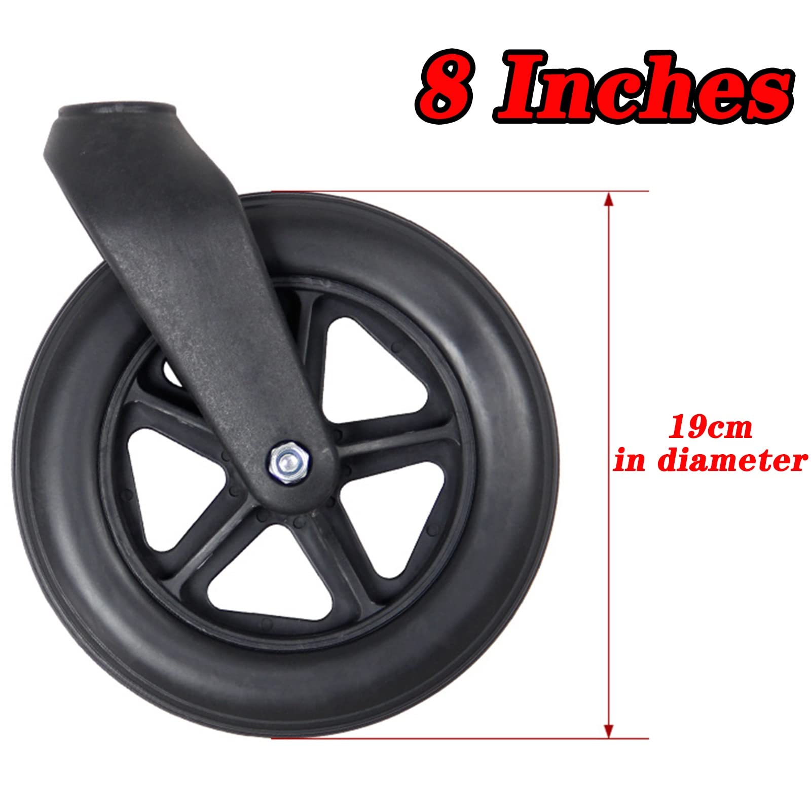 LekLai Rueda de Repuesto para Silla de Ruedas, 2 Ruedas para Silla de Ruedas, Rueda Delantera de 6 Pulgadas, Ruedas de Goma Antideslizantes de Repuesto para Sillas de Ruedas, Andadores/8 Inches
