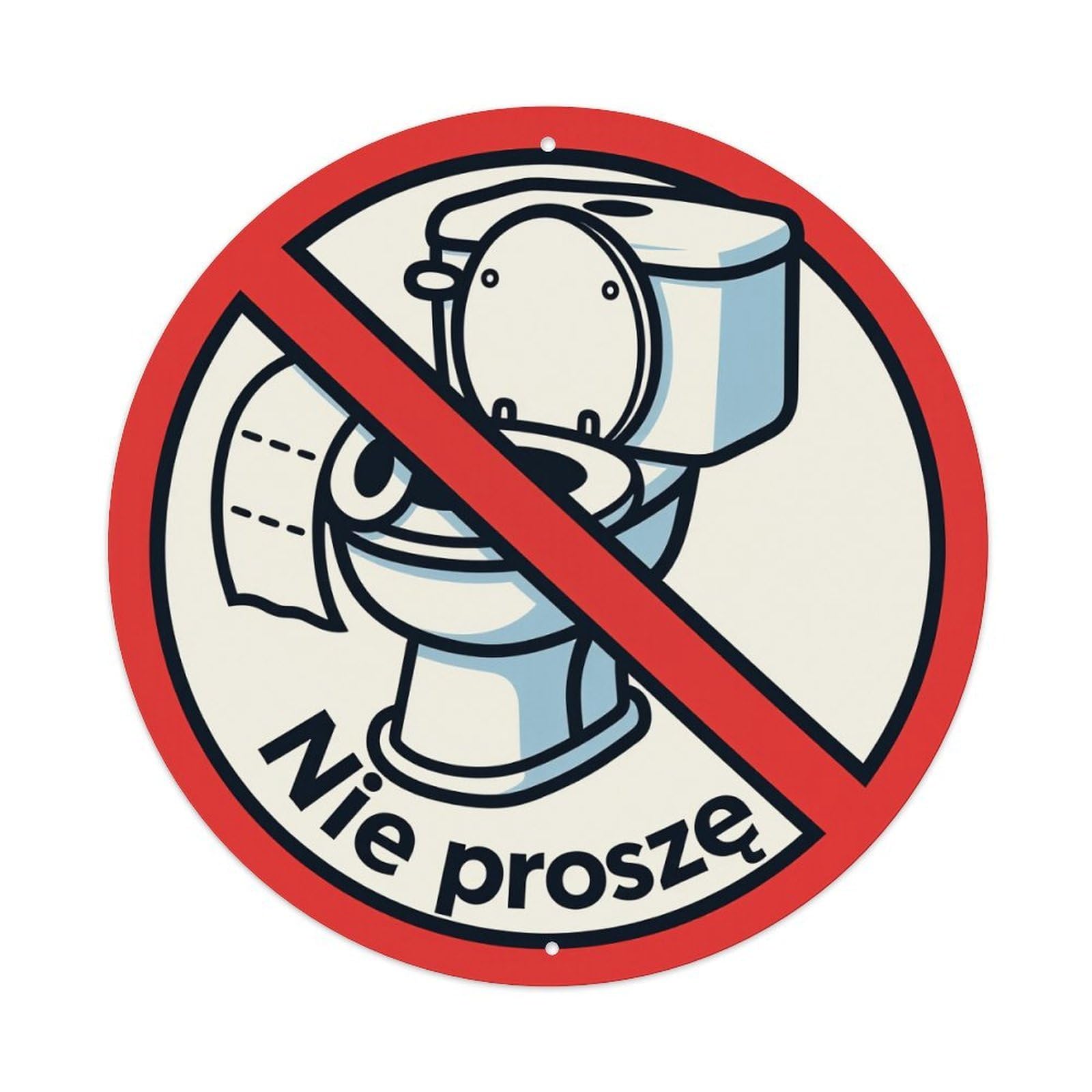 No Toilet Please Sign Round Tin Sign Vintage Metal Poster, Home Bar Garage Man Cave Cafe Indoor & Outdoor Wall Decoration 8x8Inches