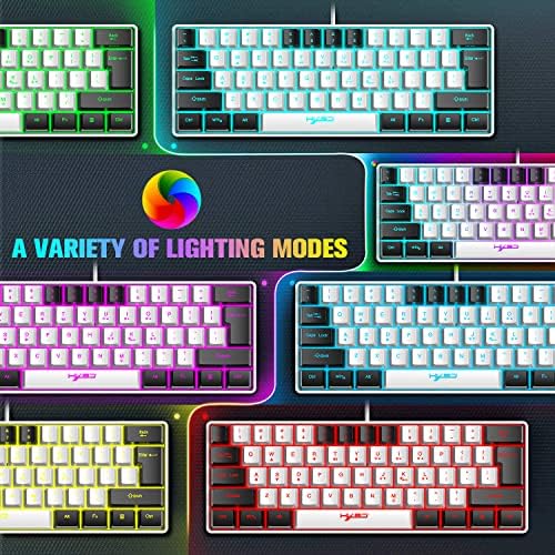 60% Percent Gaming Keyboard, PS4 Keyboard Mechanical Feel, Backlit Keyboard and Mouse, Rgb keyboard Gaming Mice Combo, Wired Keyboard Mouse Gaming Set, with Mice Pad, USB Keyboards, for PC Mac - White