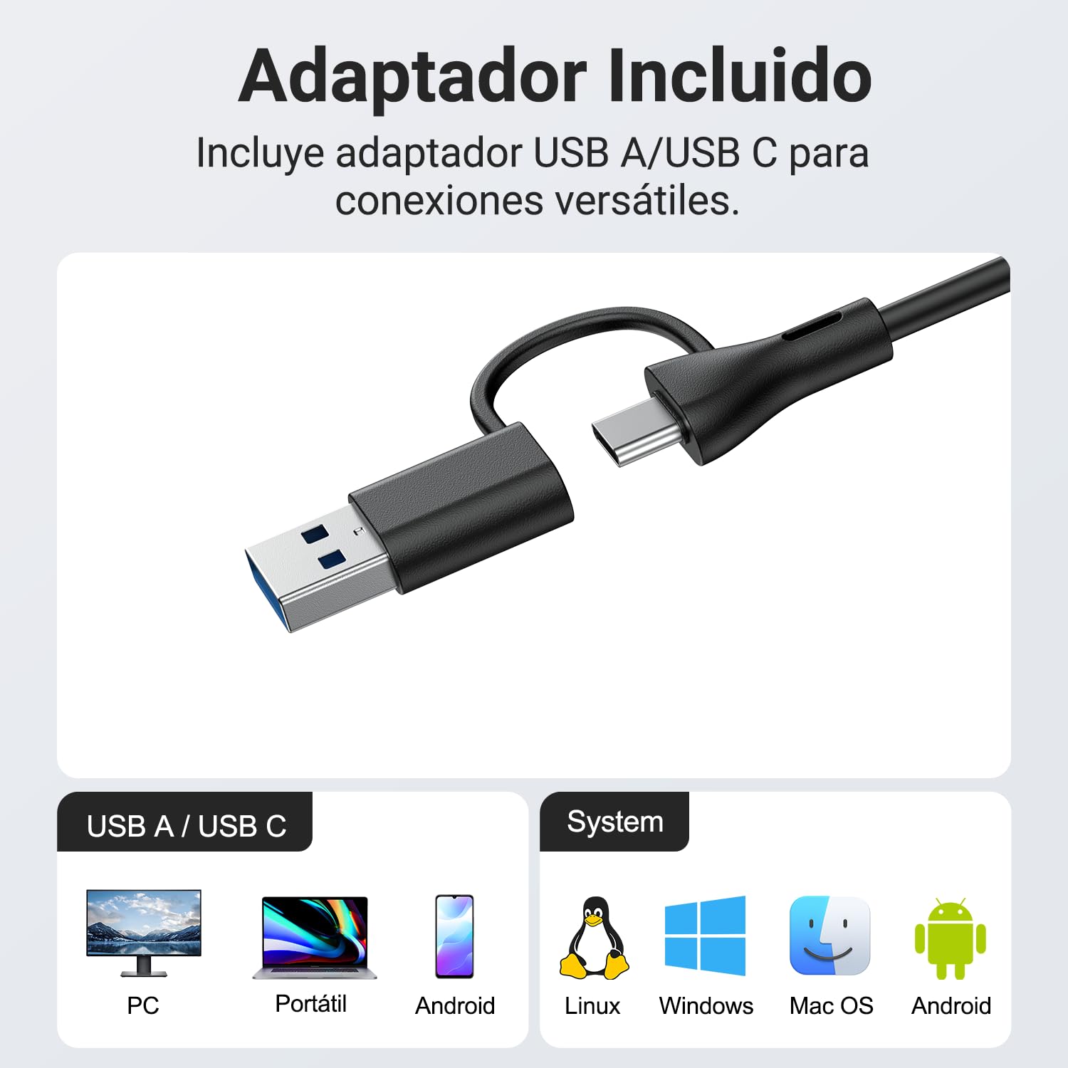INGA Altavoces PC con Mic. Desmontable, Plug and Play, Silencio 1 Toque, Estéreo y Graves, Fácil fijación al Monitor, Compatible PC, Mac, Portátil