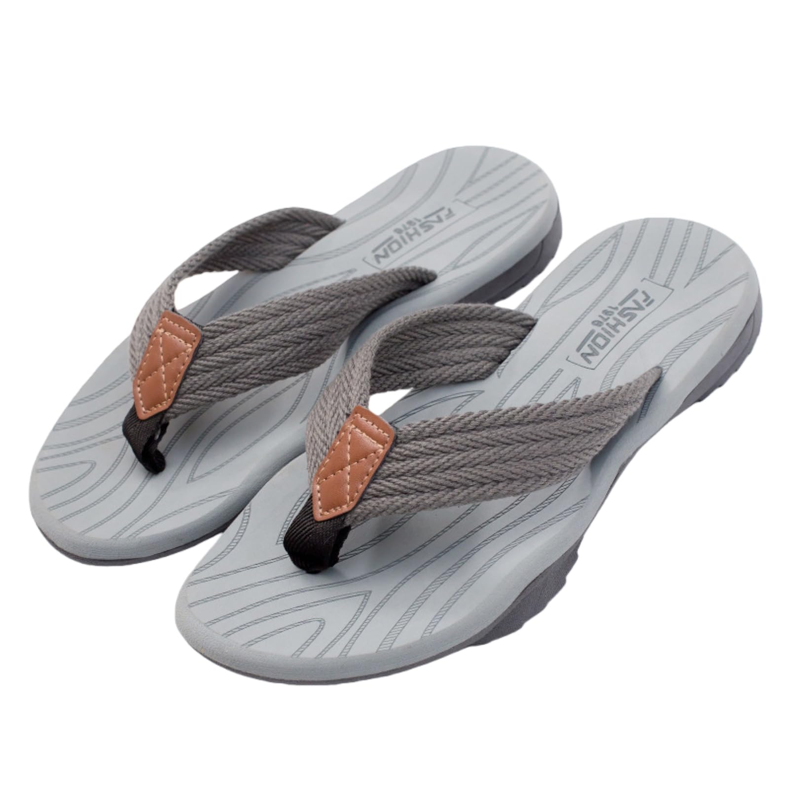 Gyios Flip Flops Men Summer Beach Fashion Breathable Casual Slippers Outdoor-grey-39-40