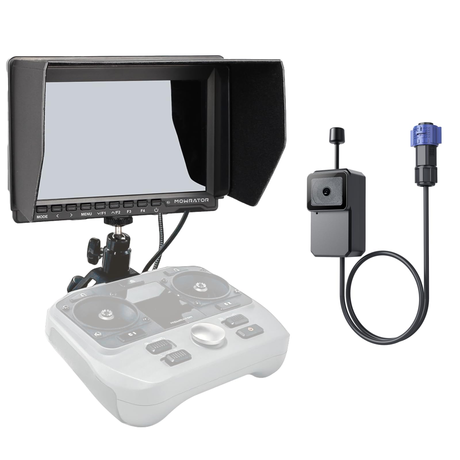 Mowrator MowFun FPV Kit 1080p 60fps HD View Dual Batteries | 178° Wide Angle Camera, 4km Transmission, 22ms Low Latency, 7-inch Display, Indoor View, SD Card Support, HDMI Connection