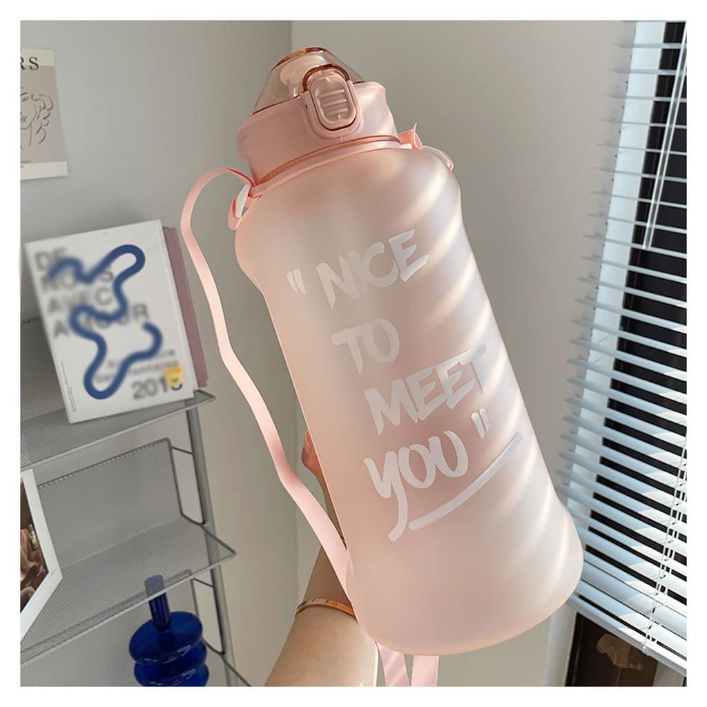 Trinkflasche Wasserflasche Sportwasserflasche mit Strohhalm Outdoor Water Flaschen Kunststoff Tragbare Wassertasse Dinkware Camping Fahrradflasche Fitness Trinkflasche Fitness(A-pink,3800ml)