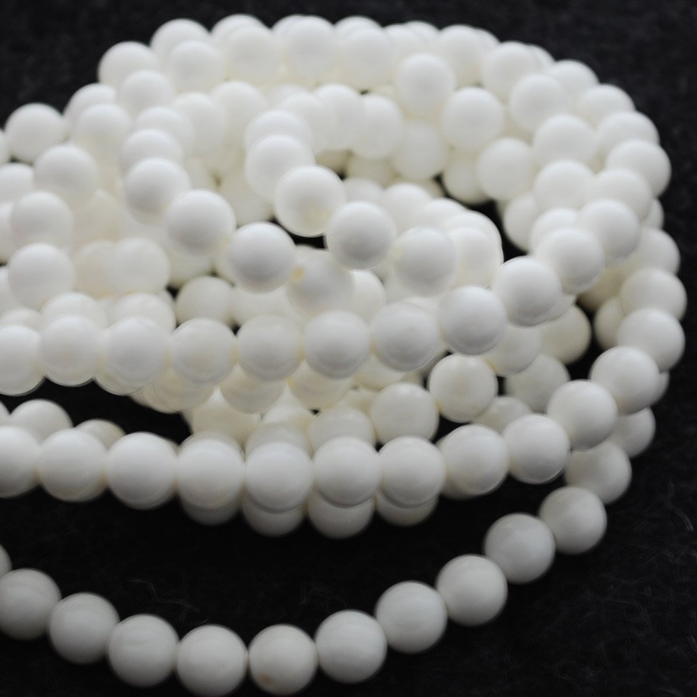 White Tridacna (hippopus) Semi-Precious Gemstone Round Beads - 6mm - 15" Strand