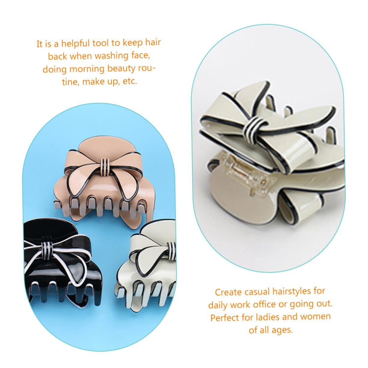 DOITOOL 4 Piezas Coge una de caballo horquilla de boda clips de garra para niñas tiara pasadores de pelo clips de garra para cabello grueso pinzas para cabello grueso Medio rascar