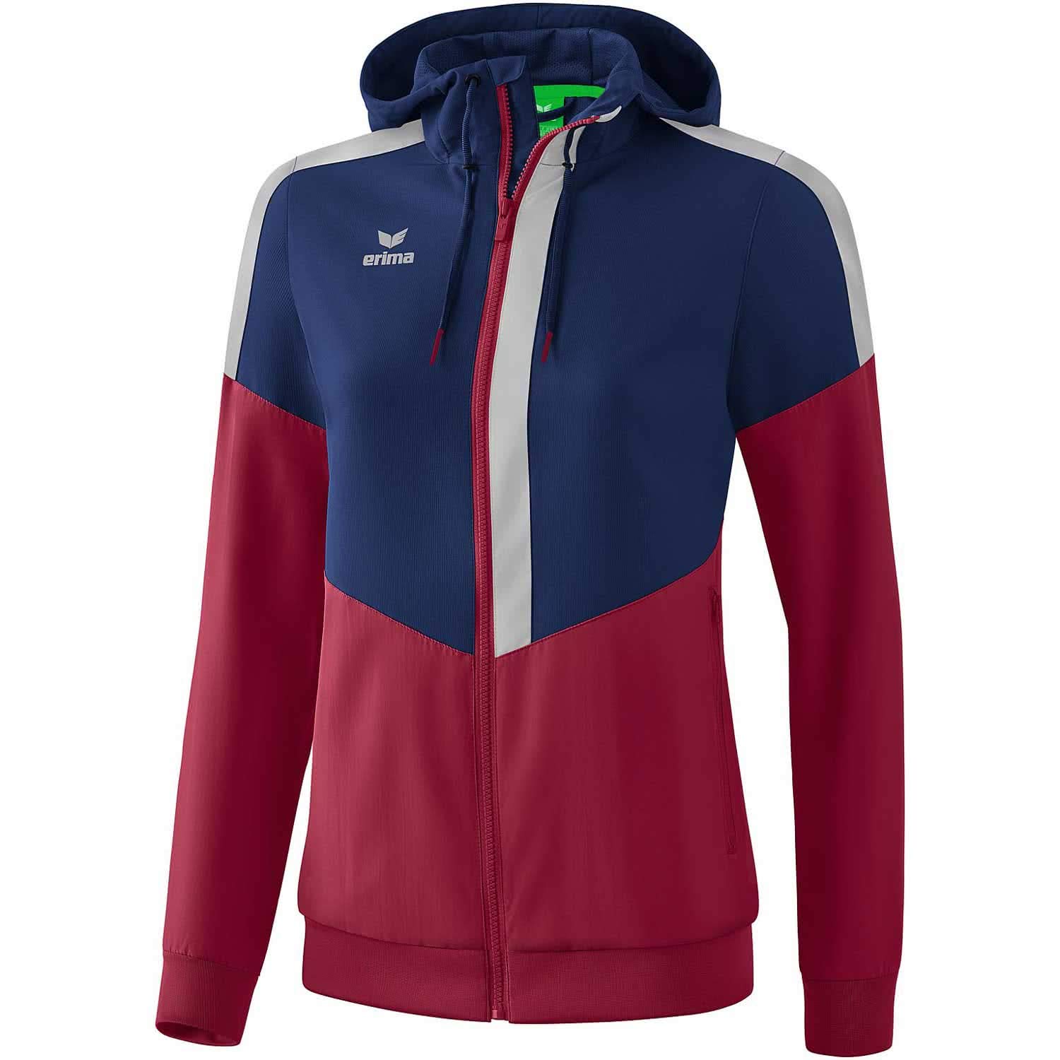 Erima Squad Track Top Jacket with Hood - New Navy/Bordeaux/Silver Grey, 40