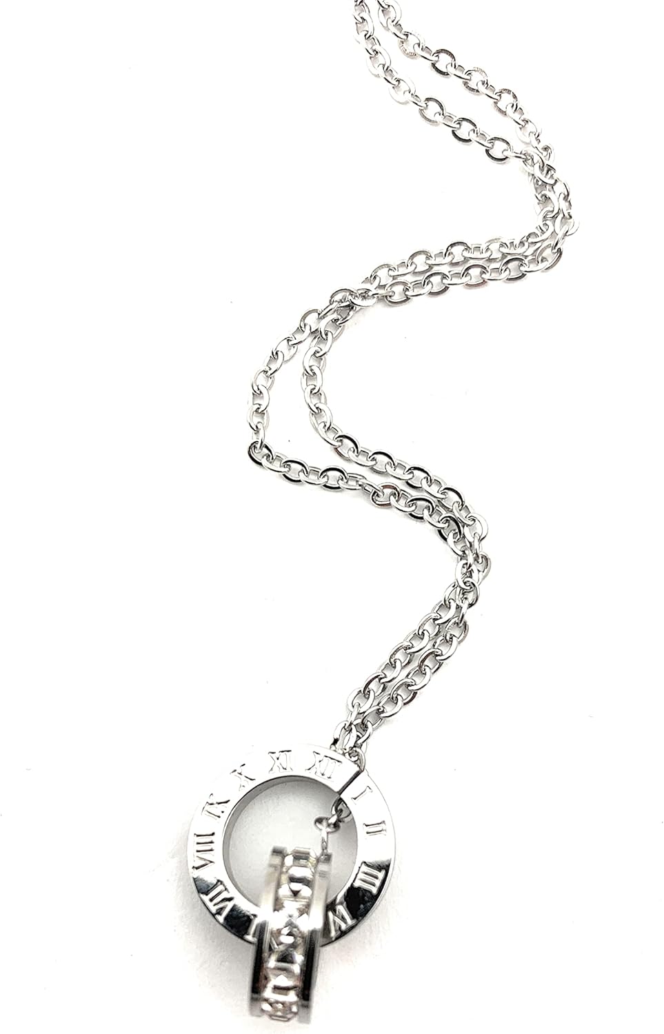 Smiling Wisdom | Timeless Friend Special Friendship Greeting Card | Time Intertwined Double Circle Necklace | Best Friend Women BFF Bestie | 19.6 in Stainless Steel CZ | Silver - Image 9