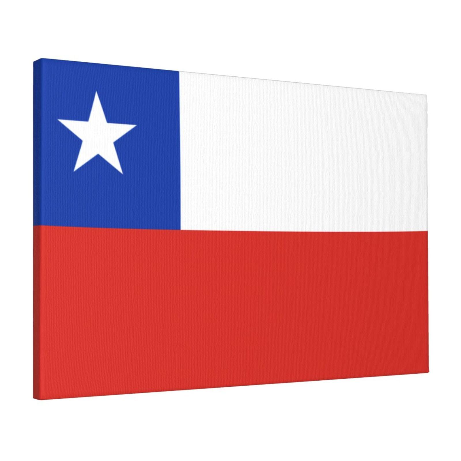 CNTDBU Flag of Chile Canvas Wall Art 16x24 Inch-Large Modern Painting Print for Living Room, Framed Ready to Hang Artwork for Bedroom