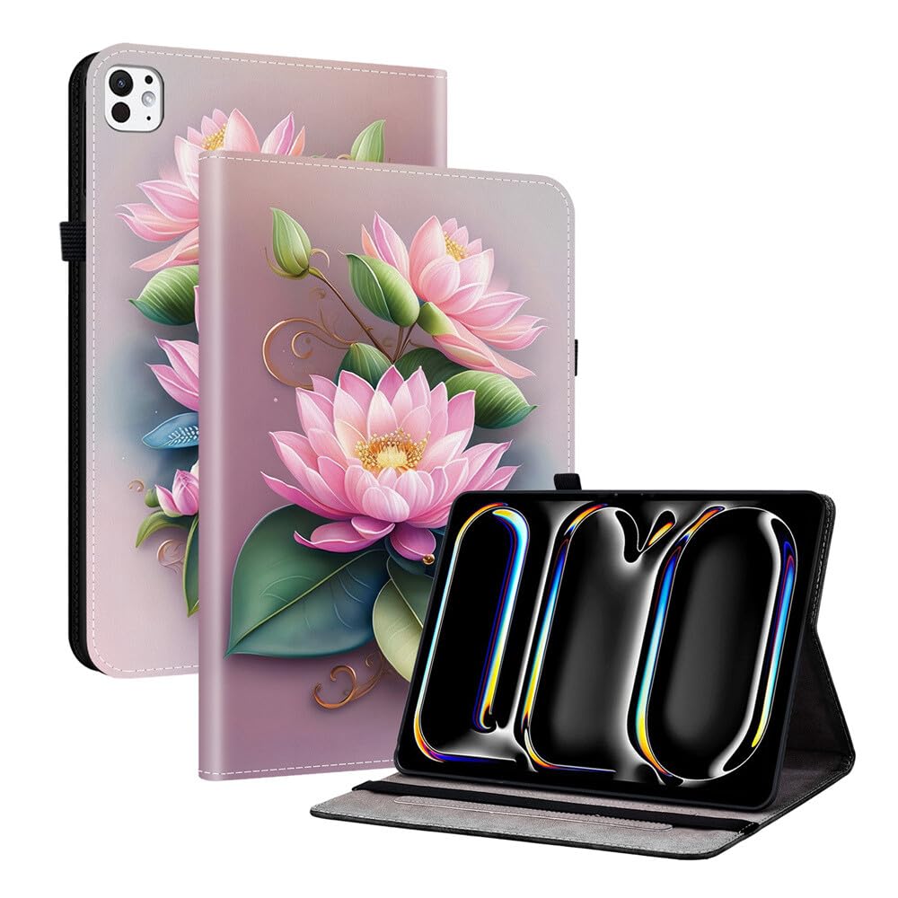 Étui rabat cuir iPad Air 11 M4 2026 housse de protection lotus