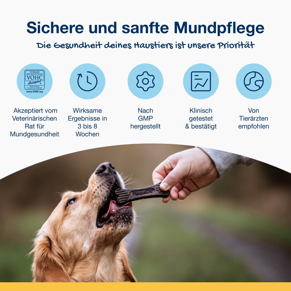 ProDen PlaqueOff Kauknochen für Zahnpflege Hund, 2 x 13 Knochen Huhn & Kürbis, Doppelpack Dental Sticks für mittelgroße & große Hunde, Zahnreinigung Hund bei Zahnbelag & Maulgeruch