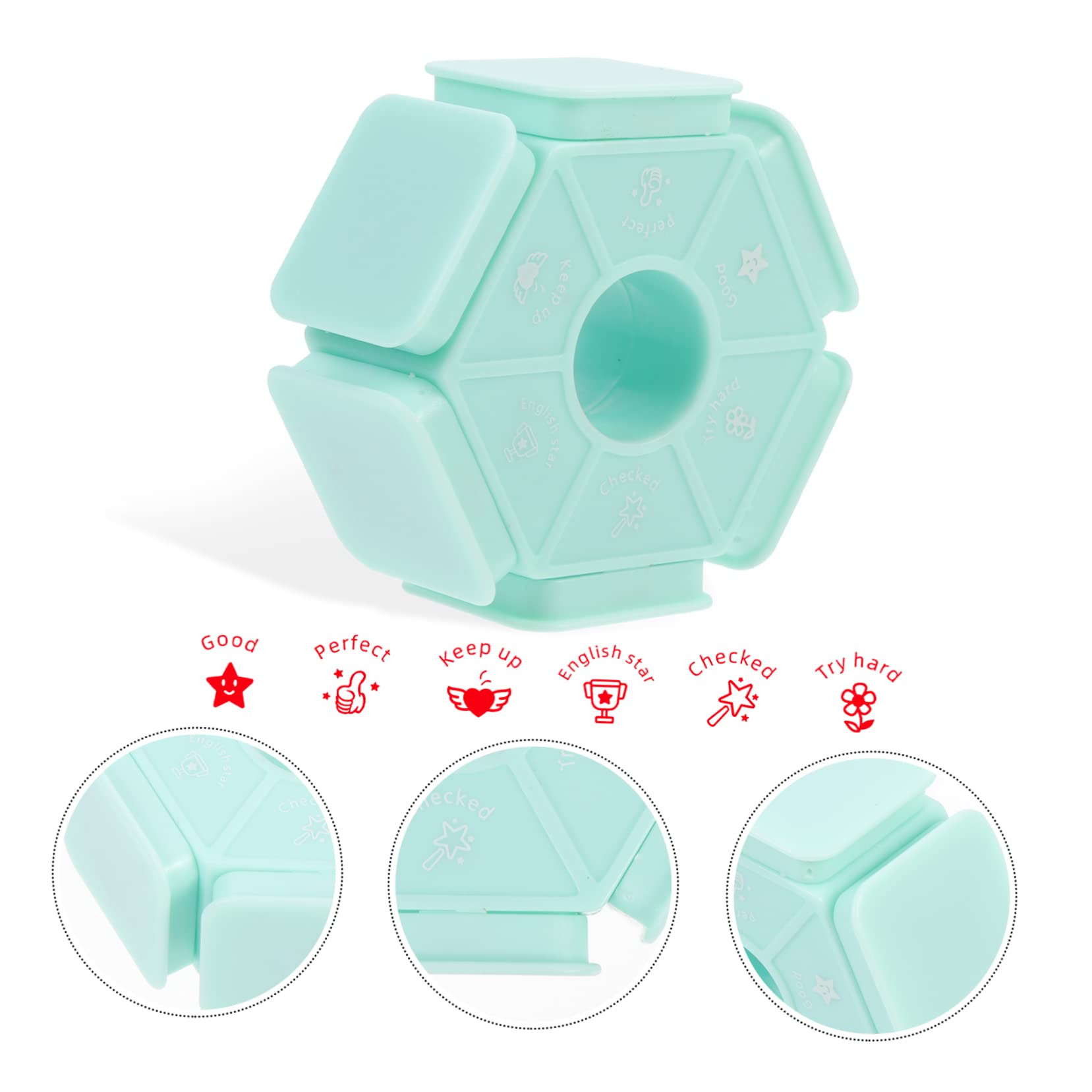 SHINEOFI 5pezzi Teacher Stamper Multisided Timbri Per Commenti e Valutazioni Scolastiche Materiale Sicuro e Riutilizzabile Per Insegnanti e Forniture Scolastiche