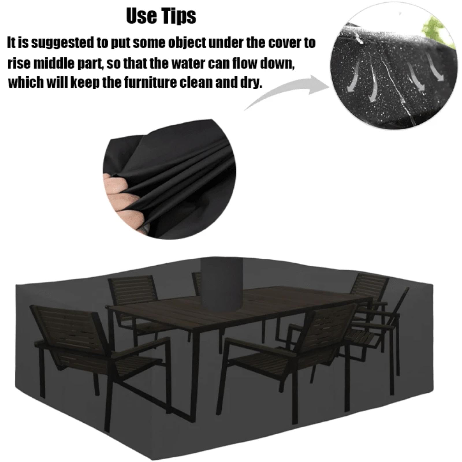 HeavyDu 420D - Funda impermeable de piel de buey para jardín, 420 x 360 x 80 cm, resistente al invierno, protección contra rayos UV, protector para mesa y toldo, para balcón