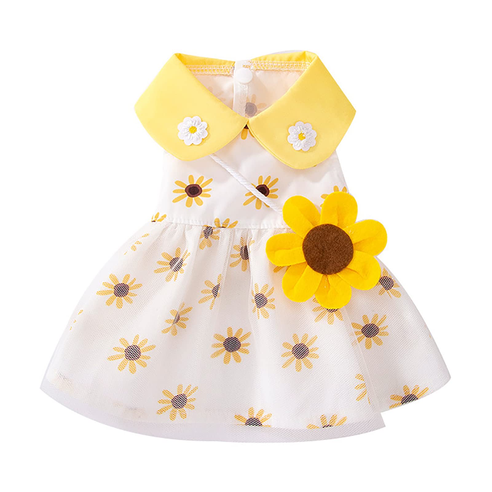 Dog Dress Summer Soft Breathable Puppy Sunflower Dresses Elegant Pet Lace Floral Princess Dress Cute Small Dog Clothes Girls Dogs Sundress Outfits