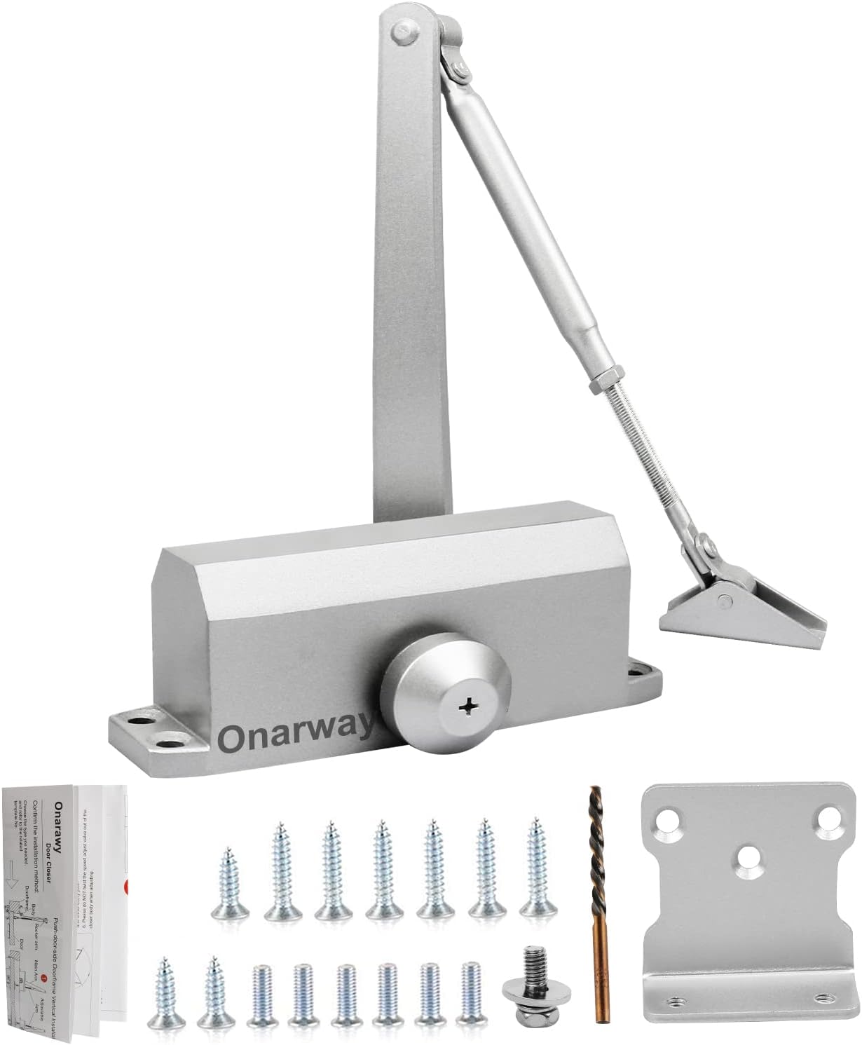 Door Closer Size 3 Automatic Spring Hydraulic Door Closure, Closing Speed Adjustable, Commercial & Home Use for 45~60kg Weight Door, Aluminum Alloy, EN1154 Certification