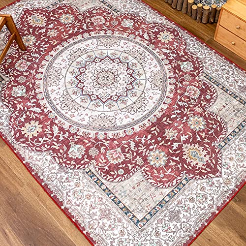 DECOMALL ペルシャ絨毯風 カーペット3畳 ラグ マット 200x250CM 洗える 滑り止め 花柄 防ダニ 抗菌 防臭 床暖房対応