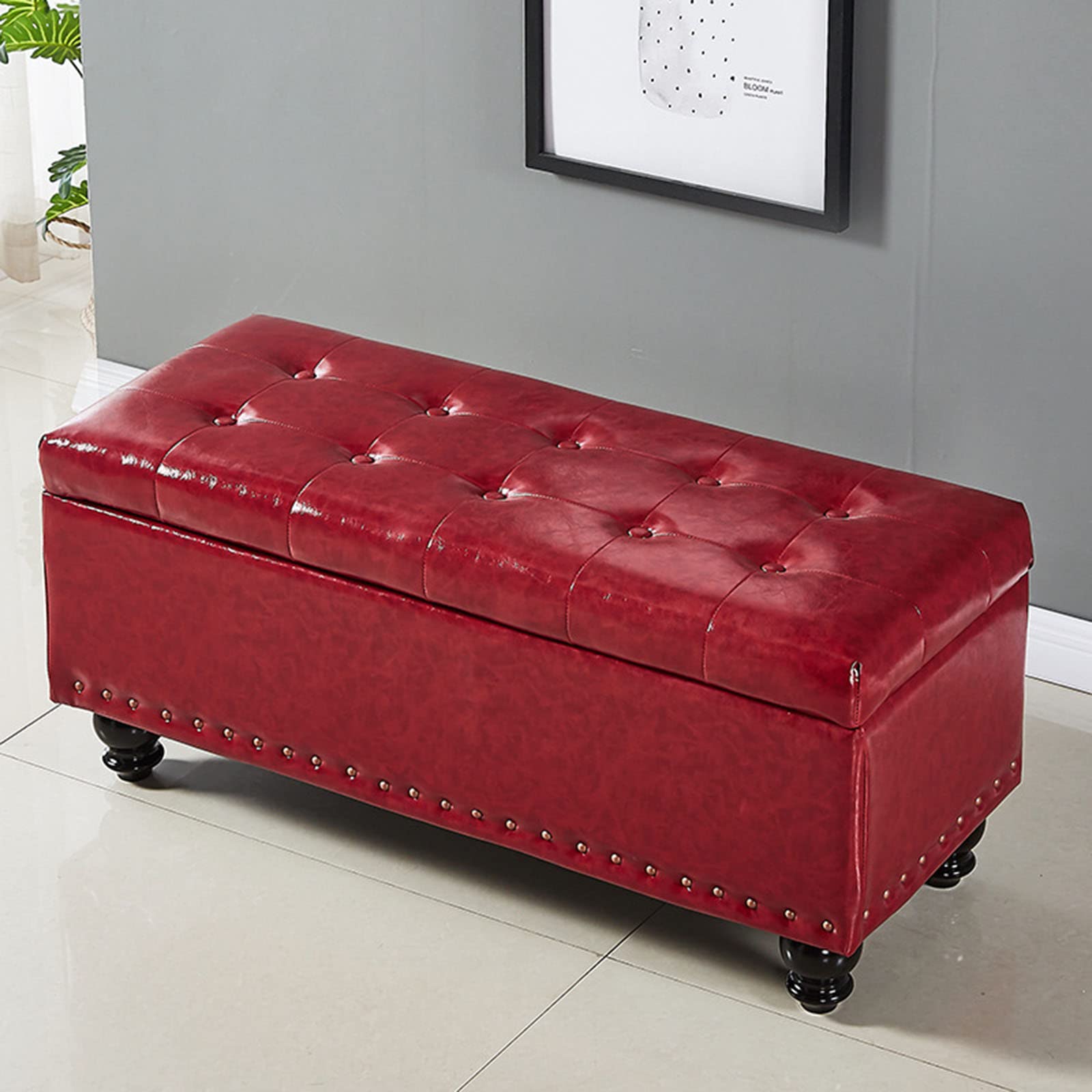 Grand banc de rangement coffre pouf rembourré salon chambre entrée meuble