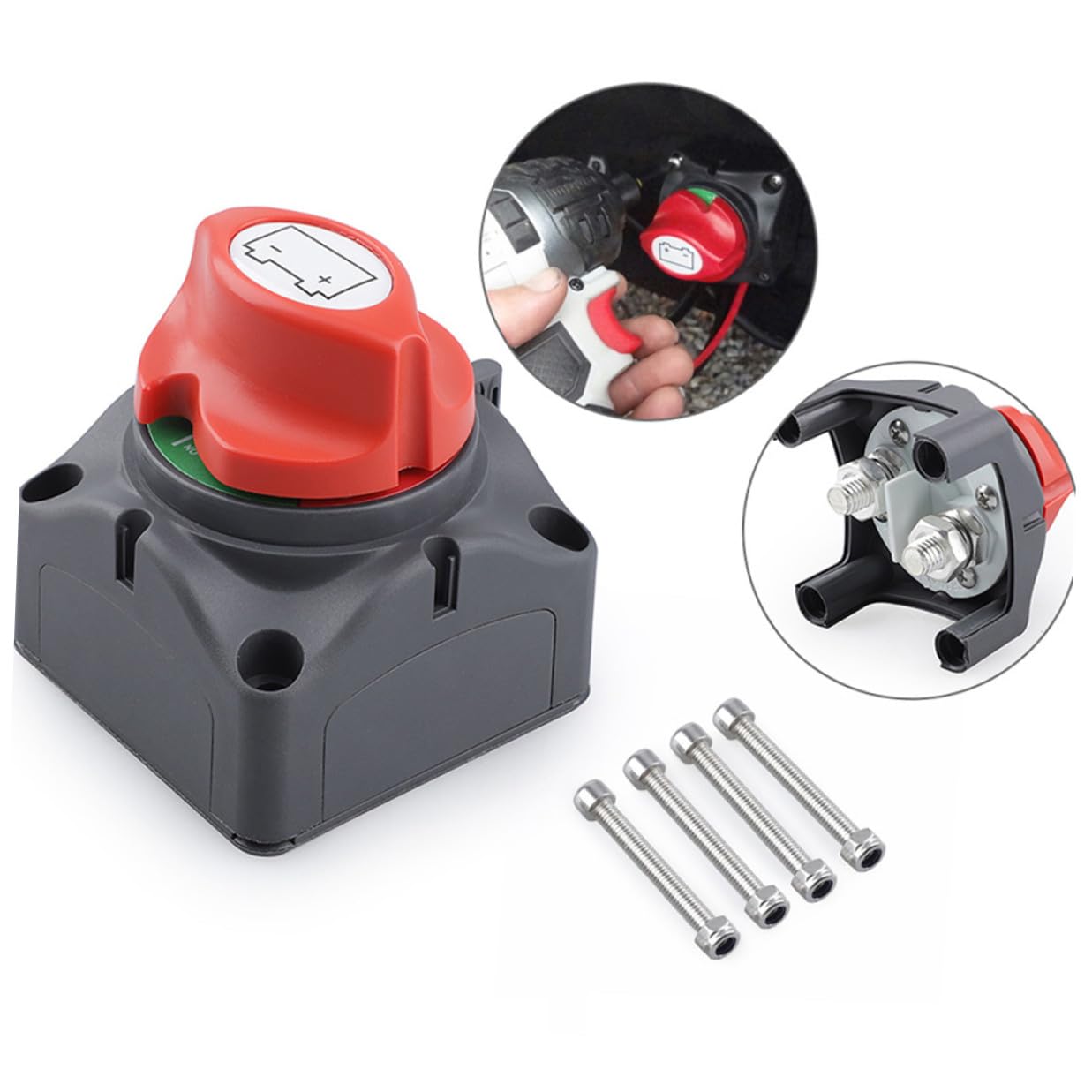Interrupteur Coupure Batterie pour Camping et Yacht Isolateur de Puissance à Bouton Rotatif Déconnexion Sûre