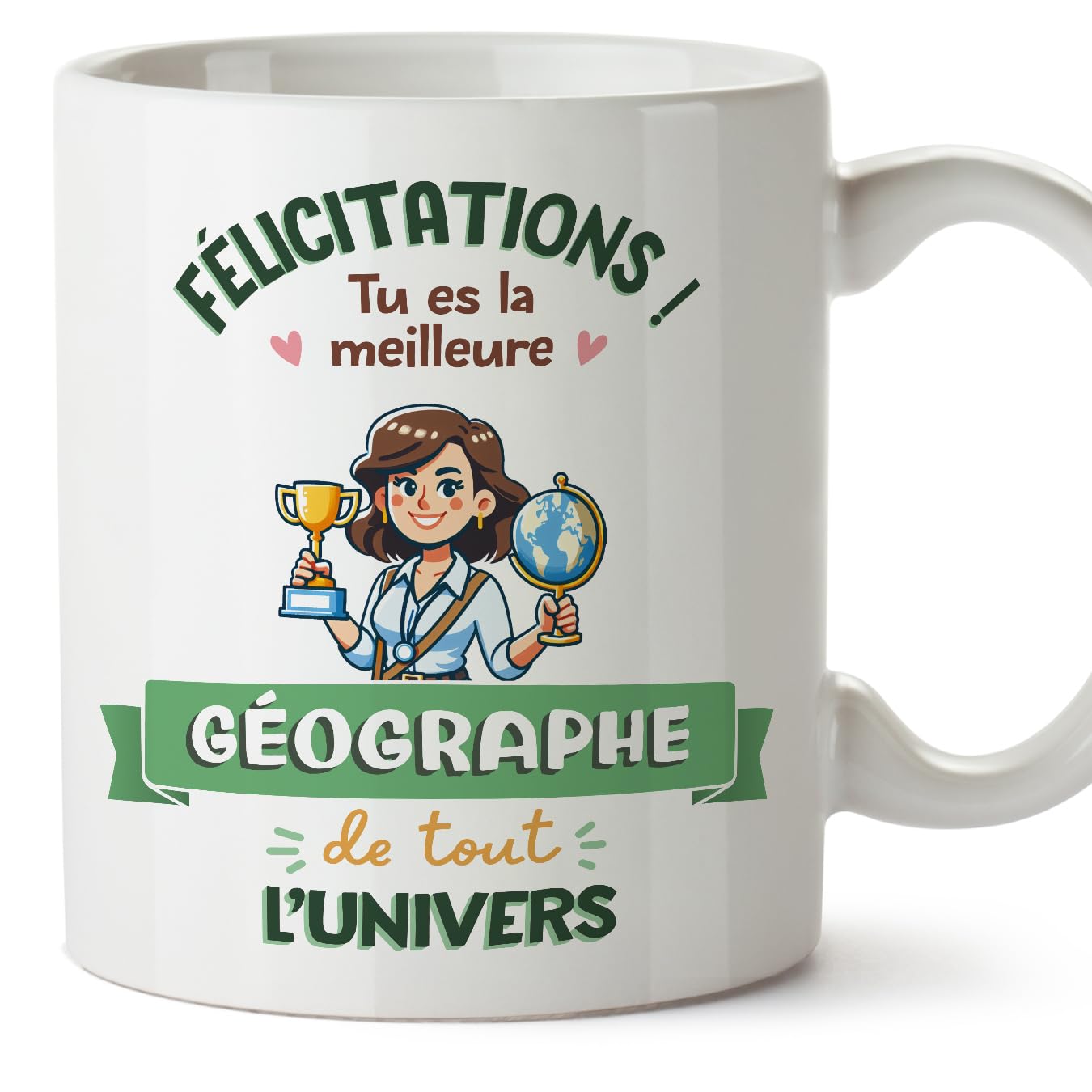 MUGFFINS Geographer Woman Mug - in French - Meilleur Univers Trophée - Funny Gift for Colleagues - Ceramic 11oz Mug — image 1