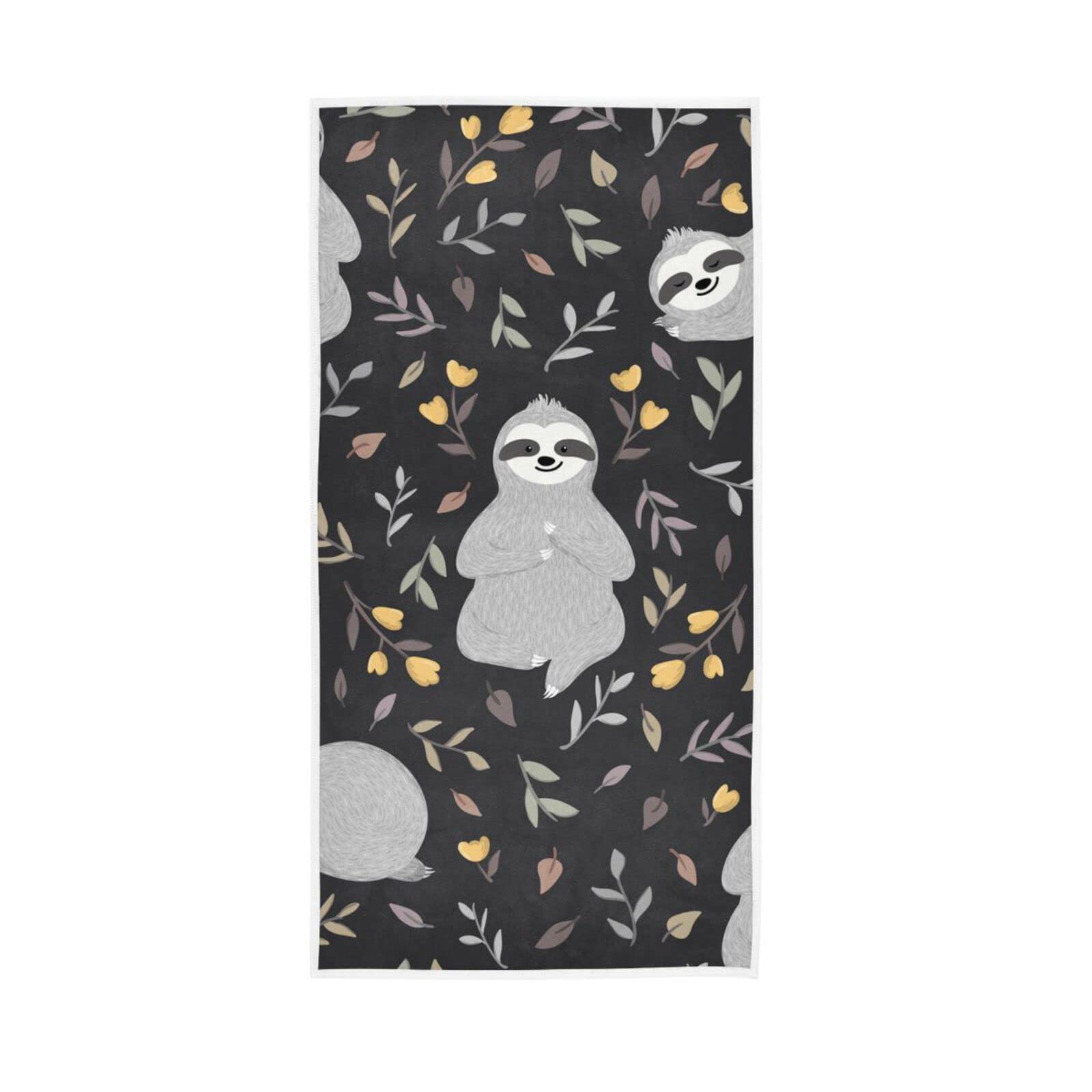 HUYGD Hand Towels Funny Sloth Pattern Decor Fingertip Soft Face Towel Absorbent Bathroom Kitchen Towels