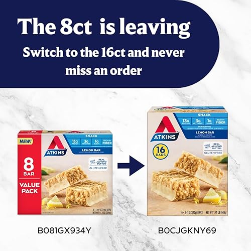 Miniatura 3 de Atkins Atkins - Barra de aperitivos sin gluten barra de limón apta para keto 8 unidades paquete de valor