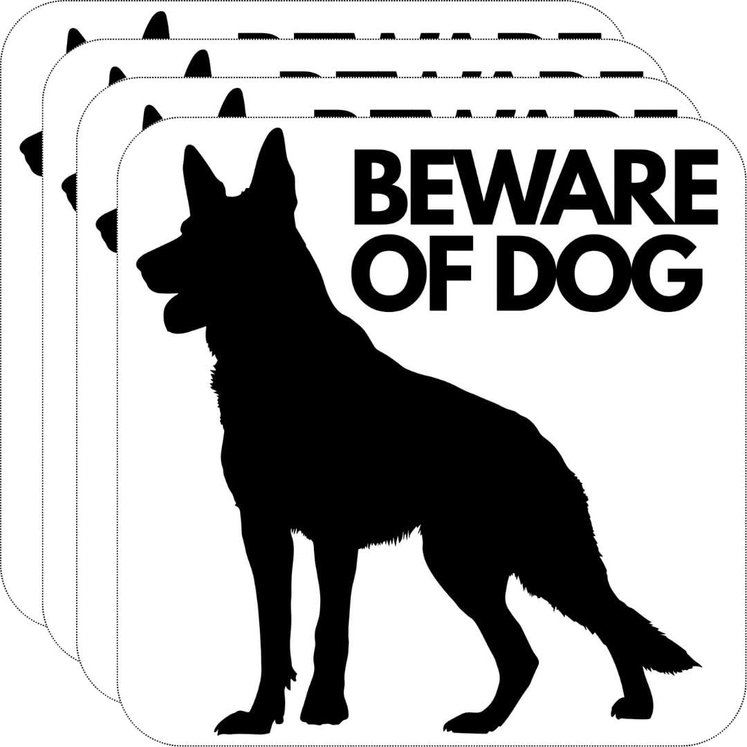 Autocollant Beware of Dog TOTOMO lot de 4 stickers vinyle 12,7 cm pour clôture et porte