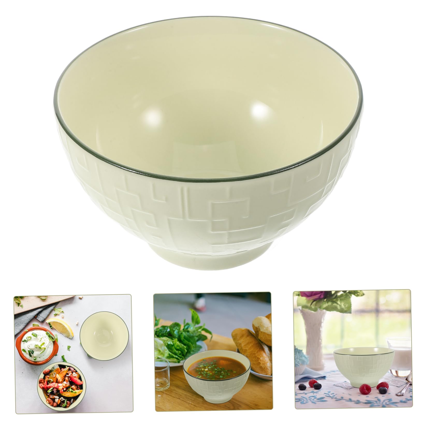 Tazón de Sopa de Cerámica Verde, Juego de 3 Piezas para Cocina