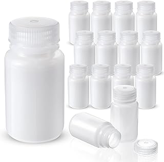 30 Pcs Polypropylene Wide Mouth Reagent Bottle Small Water Bottles 4 oz Plastic Bottles with Lids Empty Sealed Sample Bottles Leakproof HDPE Bottle Container for Lab Classroom Home, White