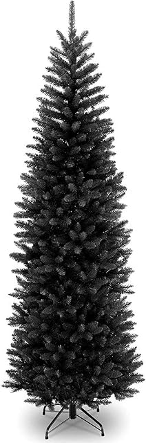 7 Foot Kingswood Fir Pencil Tree, Hinged BLACK, 7' - 7ft - 210cm