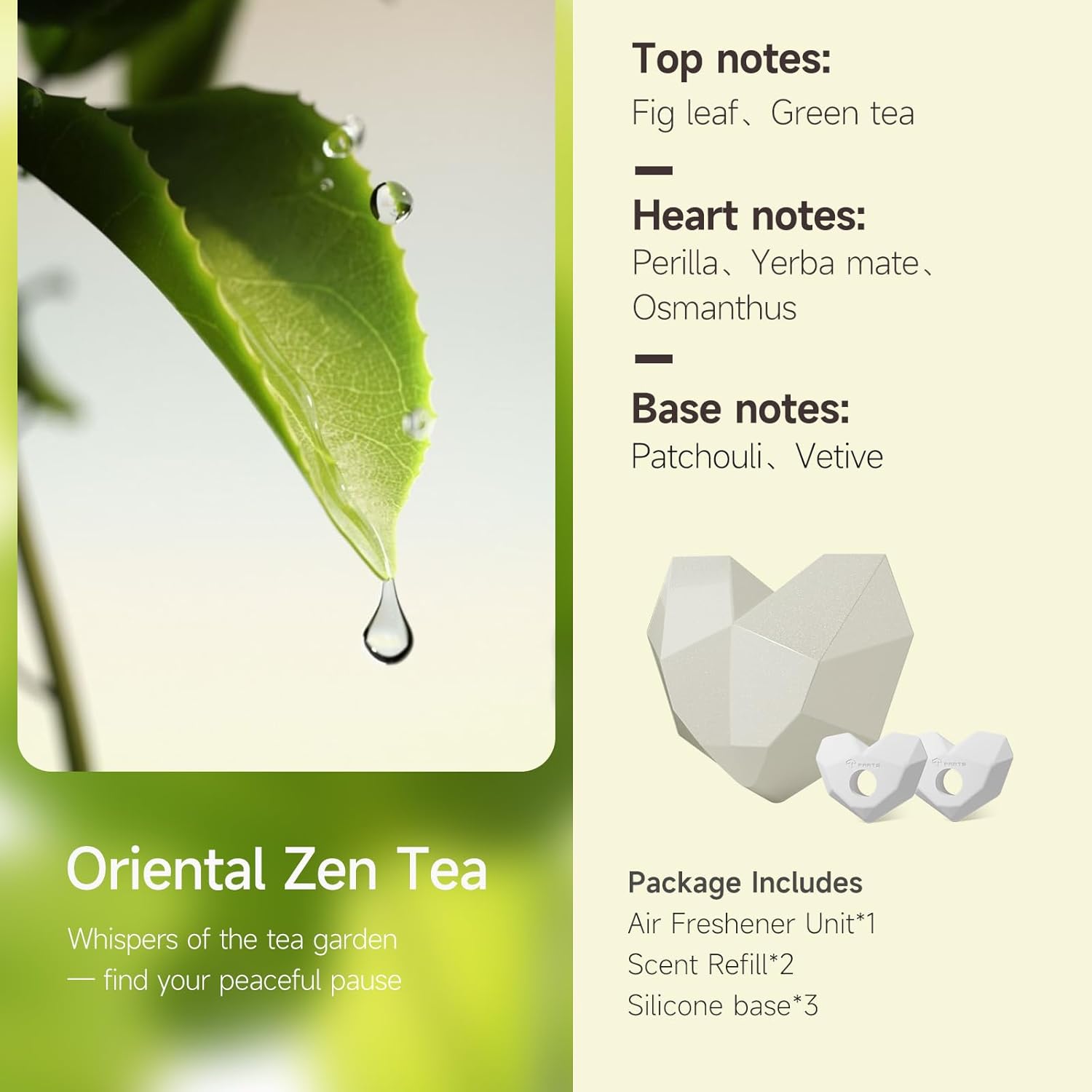 TPARTS Air Freshener for Tesla Model 3 Model Y, Cyberheart Scents Diffuser with 2 Scent Refills Fits for All Tesla Model 3/Y Airvent (Oriental Zen Tea)
