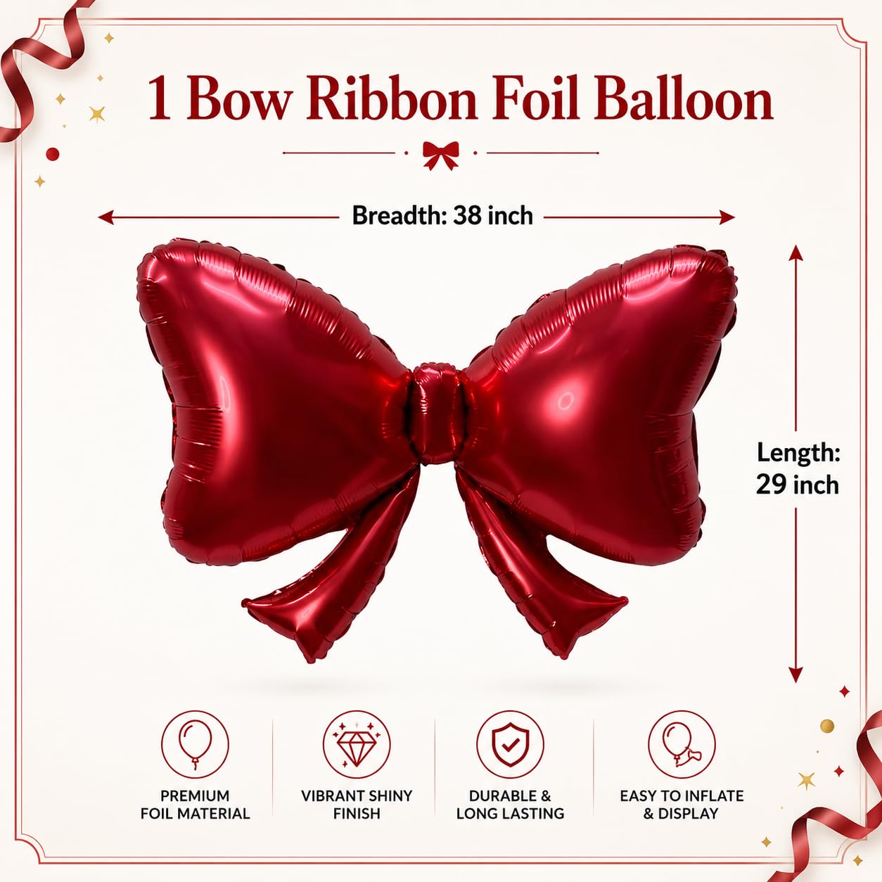 Red Bow Birthday Decoration Kit - 30 Pcs -4