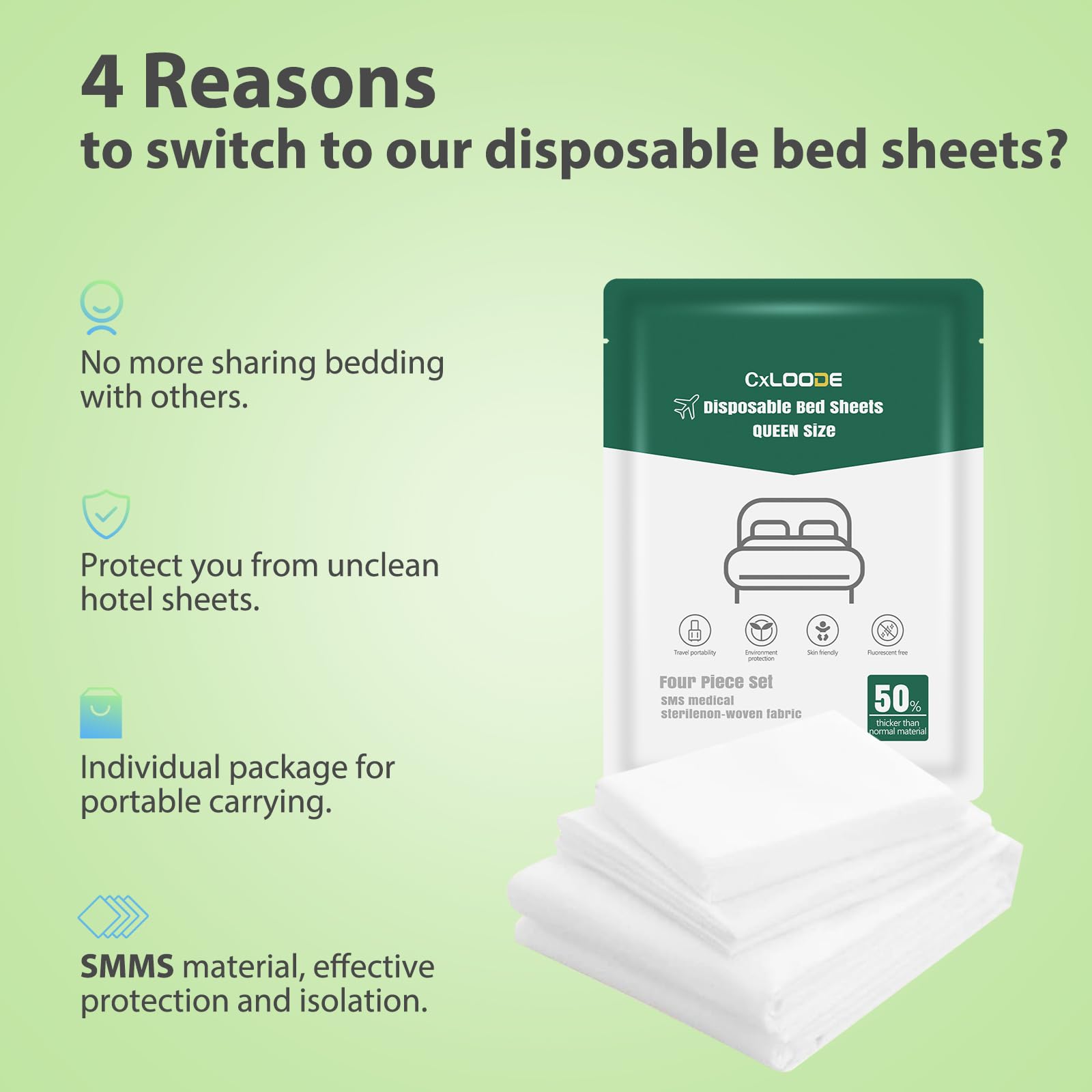 Disposable Bed Sheets - Travel & Hotel Sheets -6 Disposable Bed Sheets - Travel & Hotel Sheets -6