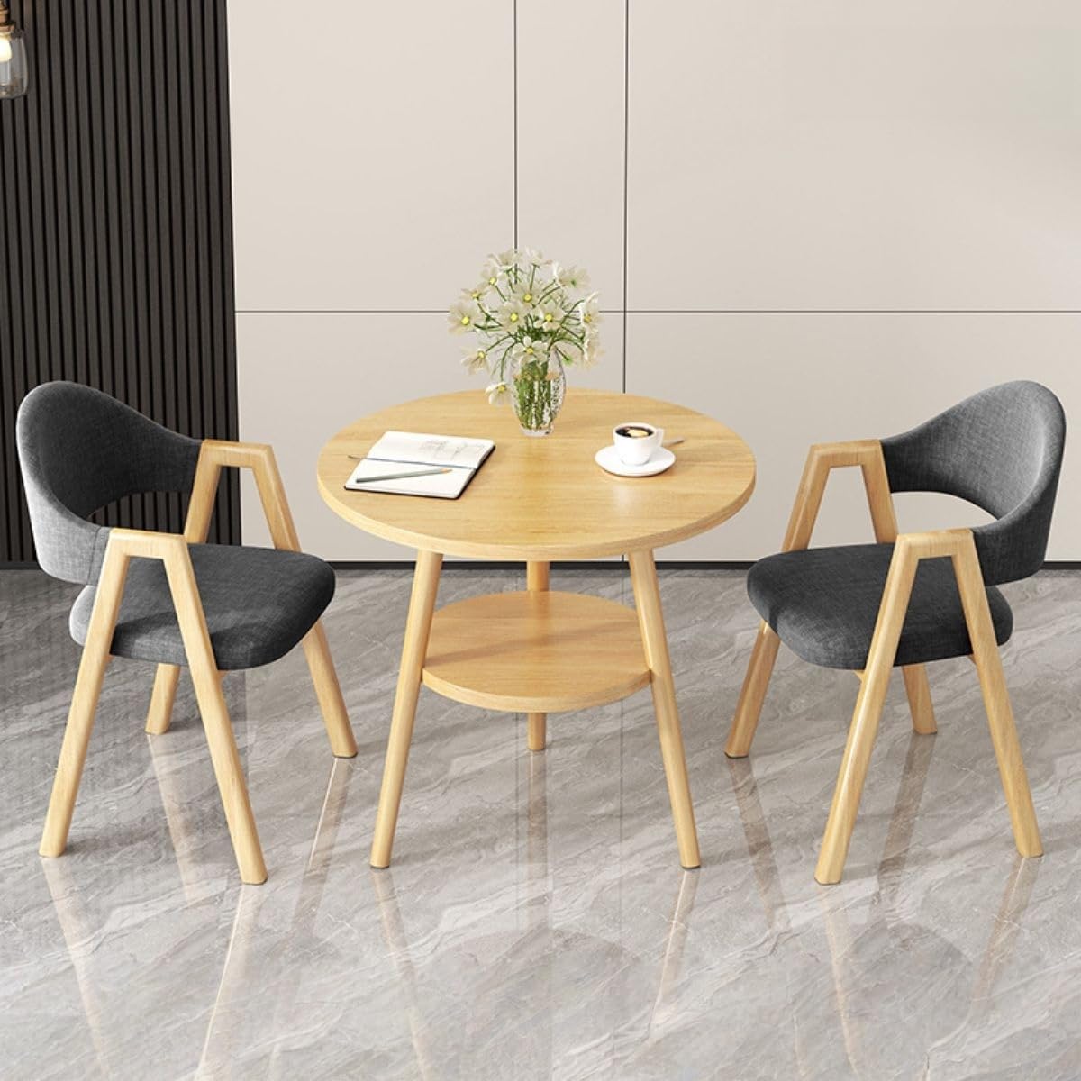 Office Reception Desk and Chair Set, Small Dining Table with Chairs, Business Coffee Leisure Table and Chair Set for Lounge, Living Room, Kitchen, Cafe, Small Spaces