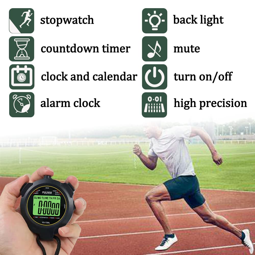 PULIVIA Sports Stopwatch Timer Lap Split Memory Stopwatch with