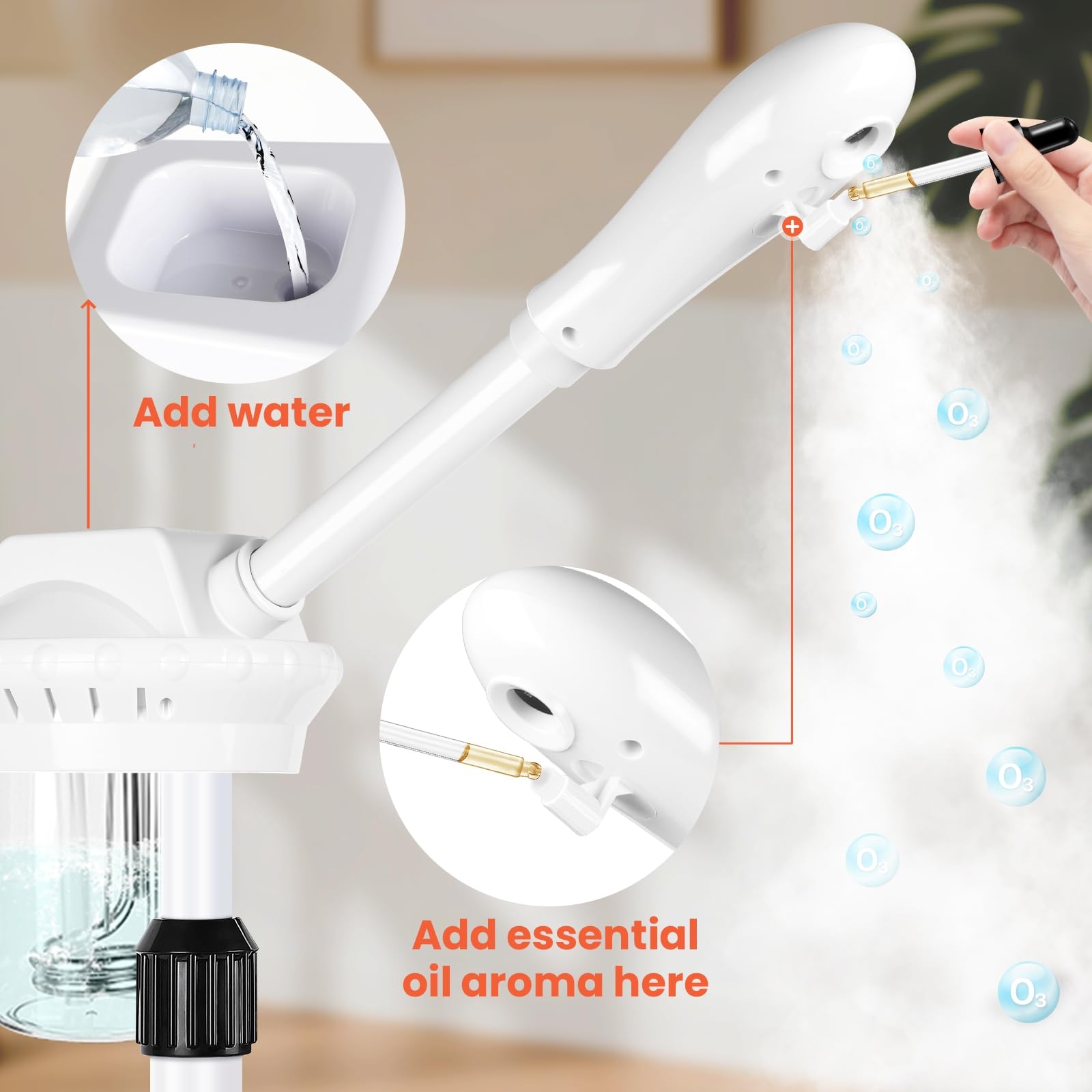 Vaporizador facial profesional, vaporizadores esteticistas sobre ruedas, vaporizadores faciales de pie para limpieza profunda facial, vaporizador para cuidado personal o spa, hidratante e hidratante