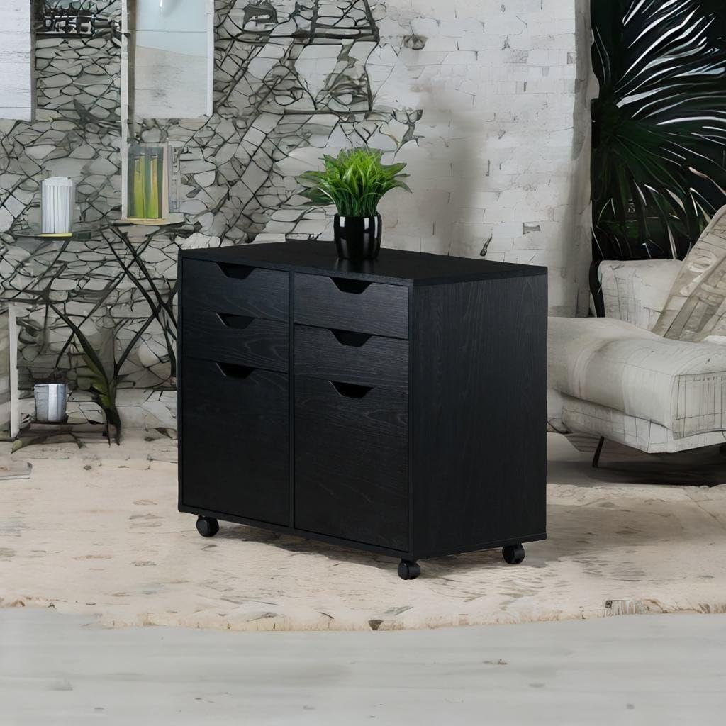Ergode Wood Halifax 2-Section Mobile Storage Cabinet - Stylish, Versatile, Easy to Move