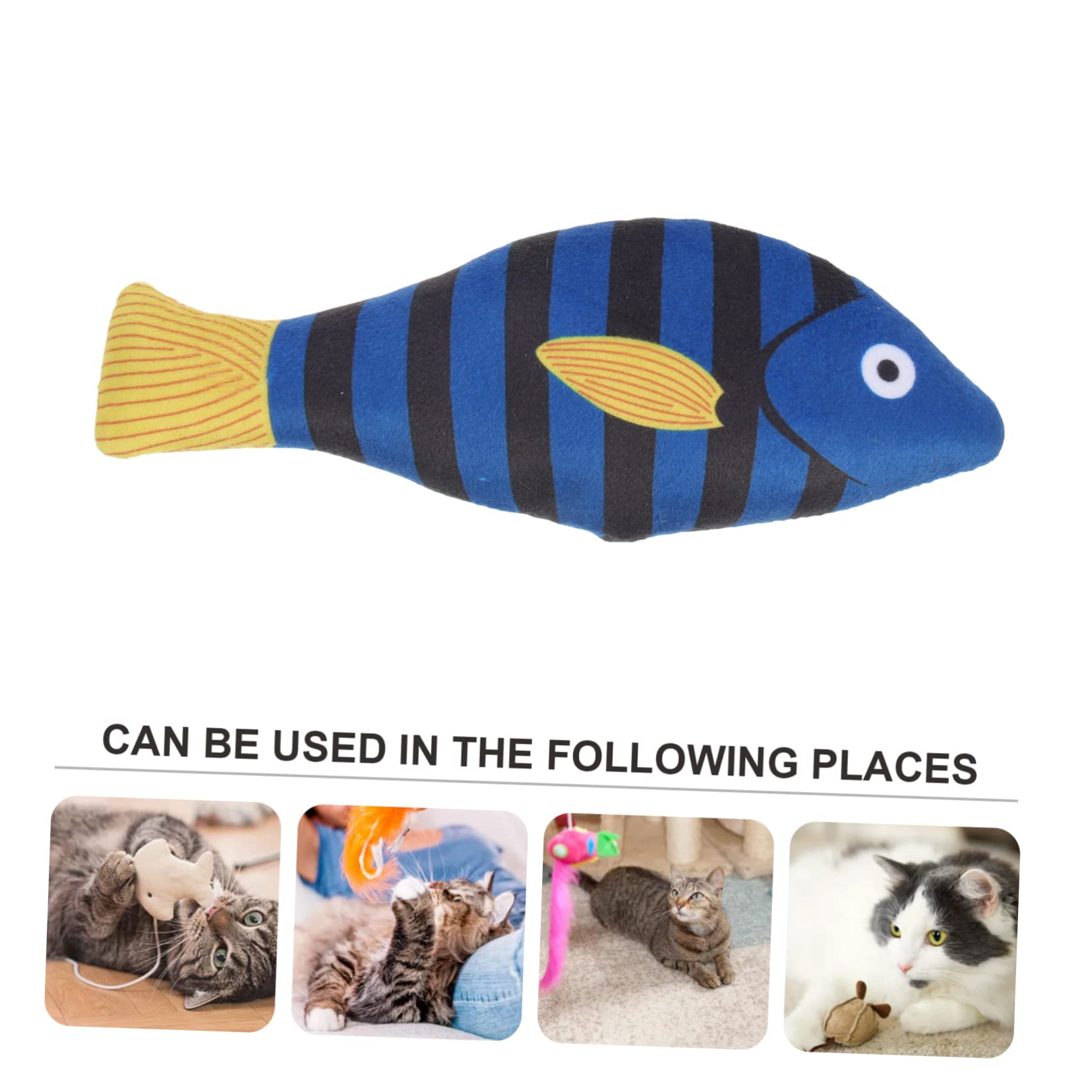 Happyyami Jouet pour Chat en Peluche Poisson Herbe à Chat Naturel, Réduit la Solitude, pour Chatons en Intérieur, Jouet de Dentition Solide et Interactif