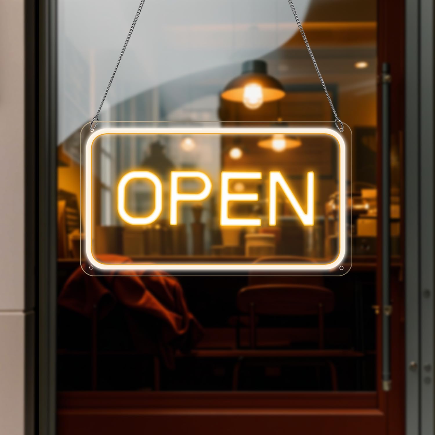 Ledoversea オープン ネオンサイン 屋外 OPEN ネオン看板 ledネオンライト 営業中 光る看板 IP65 高防水 壁掛け/吊り下げ両用 防水ボード コンセント スイッチ付 間接照明 PRボード おしゃれ 屋内外兼用 バー 居酒屋 カフェ 喫茶店 レストラン 飲食店 DC12V PSE認証済（金色/横型OPEN）