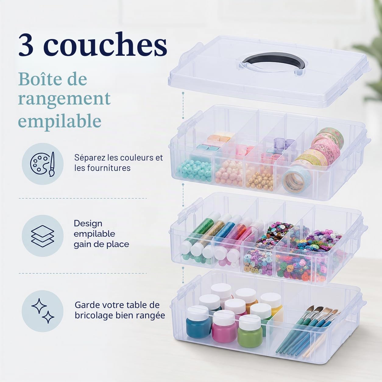 Simthread Kit de Fils à Broder – 63 Couleurs x 550 Yards, Fil Polyester Anti-Enchevêtrement avec Boîte de Rangement Empilable, Canettes, Outils – Compatible avec Brother, Janome, Babylock et Plus