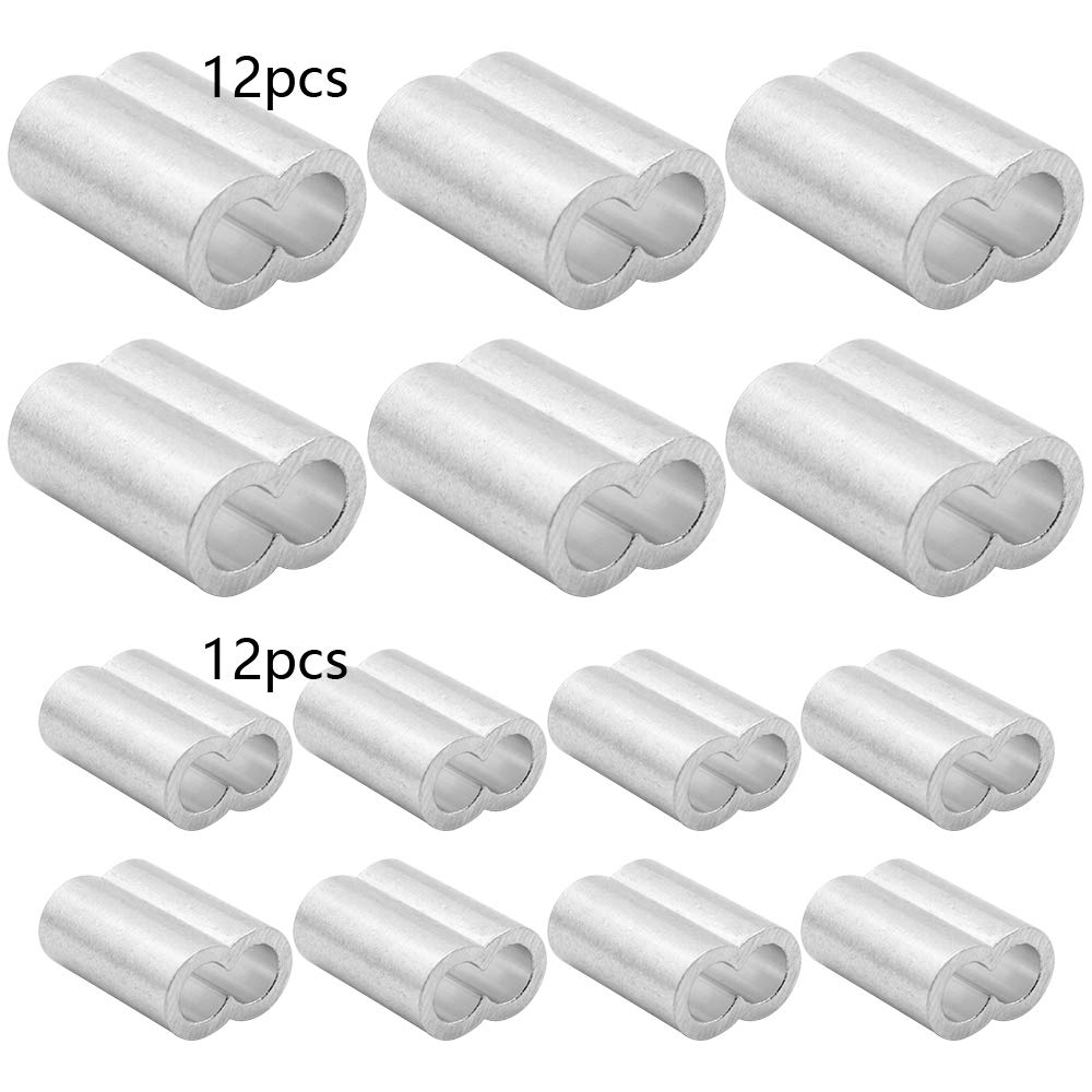 Buy 24 Pcs Wire Rope Ferrules M6 M8 Crimping Loop Sleeve Ferrule