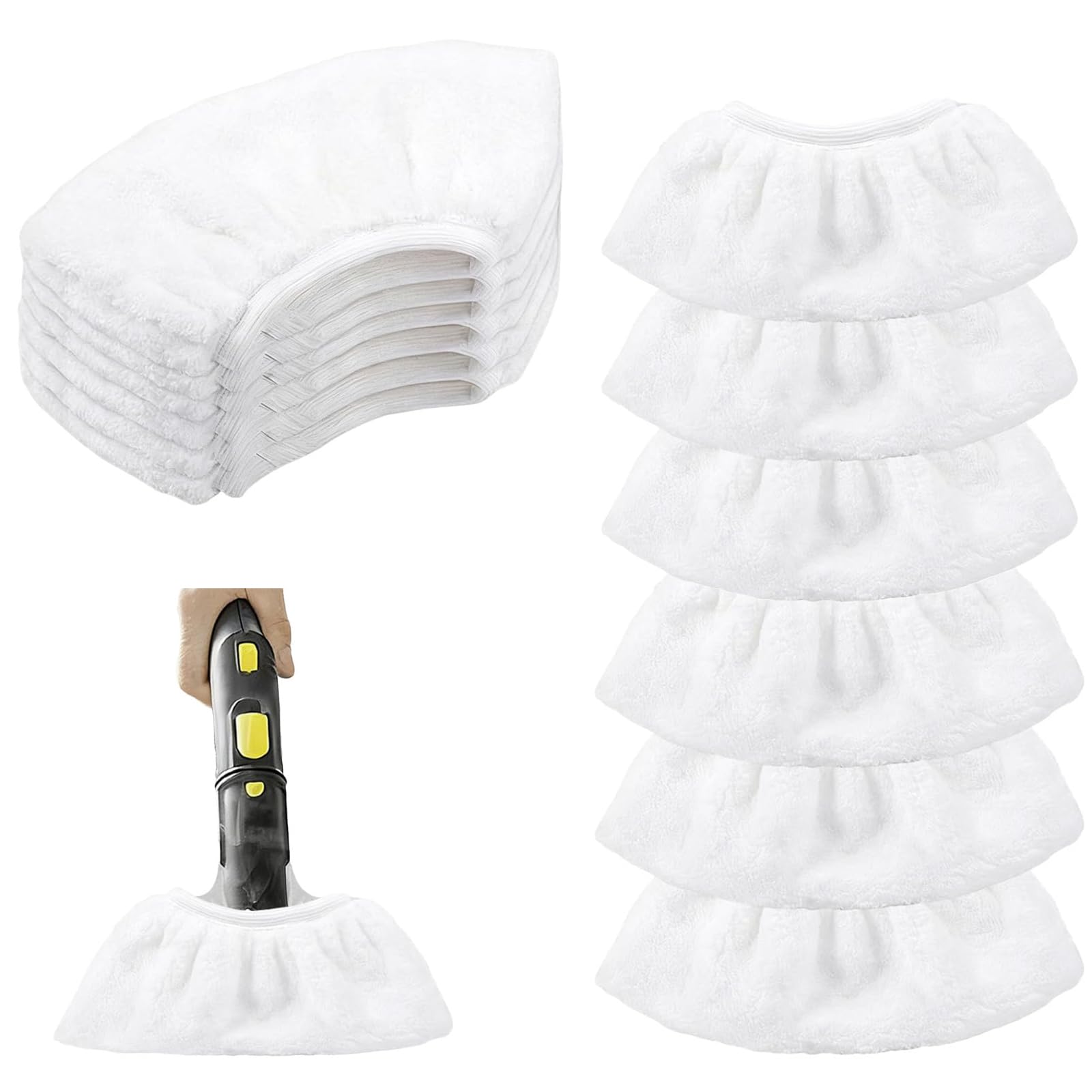 12 Pack Microfibre Cloths for Steam Cleaners – Washable Replacement Pads, Soft Terry Covers for Handheld Floor Steam Mops, Glass Window Cleaning (17cm x 9cm)